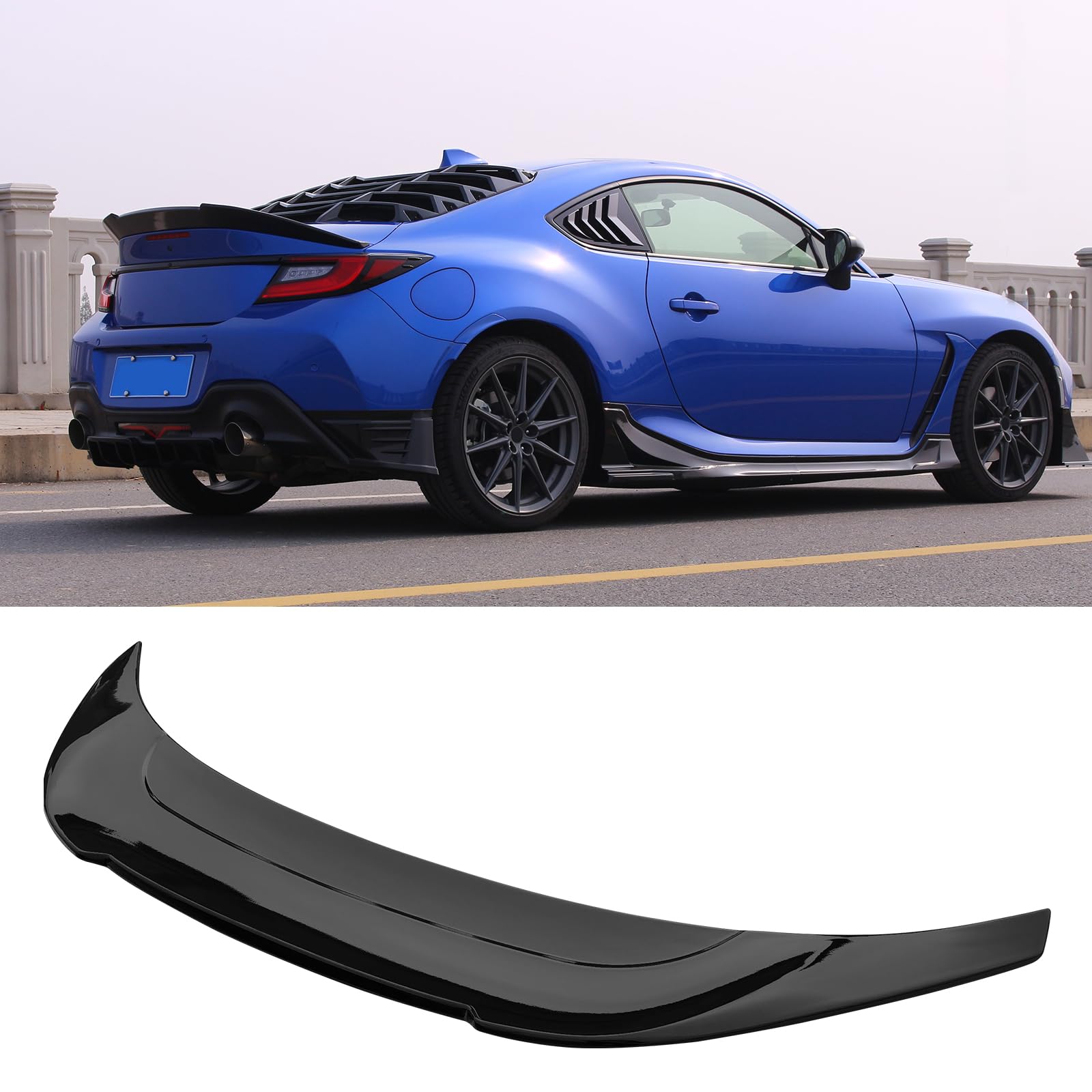 IKON MOTORSPORTS, Trunk Spoiler Compatible with 2022-2026 Subaru BRZ & Toyota GR86, V Style Gloss Black ABS Rear Trunk Lid Spoiler Wing Lip