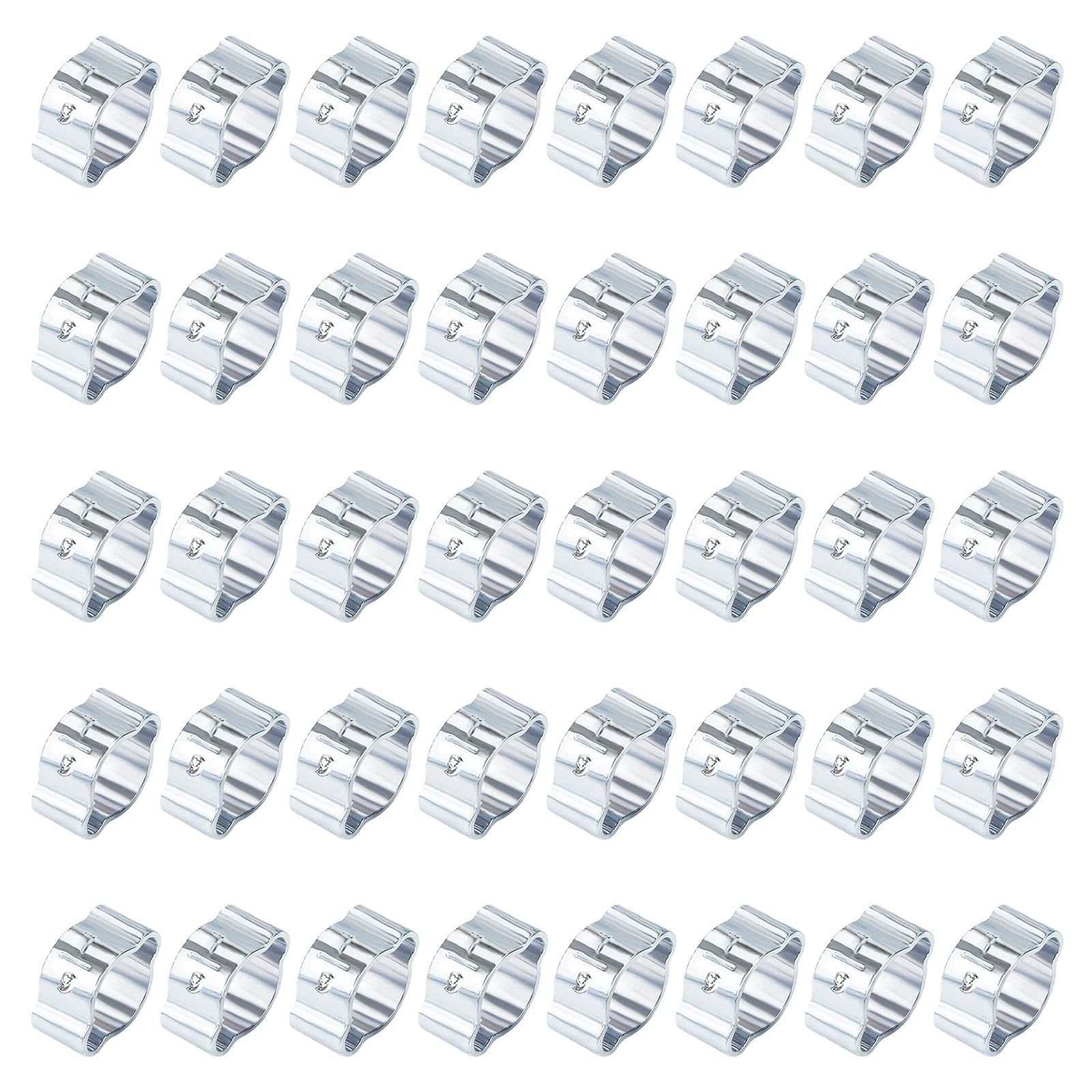 Sgethch Silver 40 Pcs Double Ear Hose Clamps,Two-Ear Pipe Clip Hoop Plumbing Fastener,7-9Mm Galvanized Steel O Clips Crimp Rings,For Fuel Petrol Pipe Tube,For Motorcycle,Automotive,Marine,Tractor Plumbing(Silver)