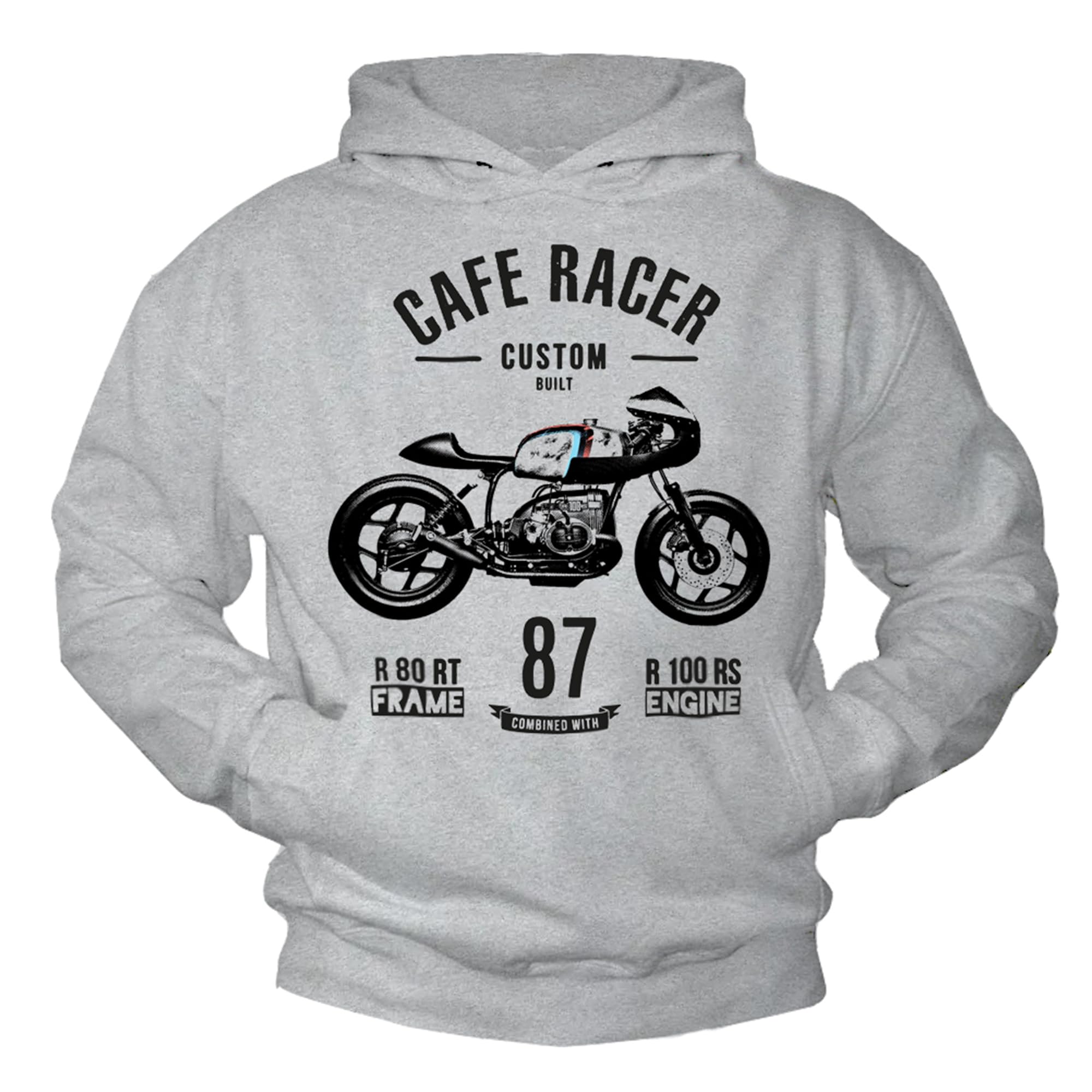 Makaya Pull à Capuche Homme Cafe Racer R100 Sweat Shirt Hoodie Sweatshirt