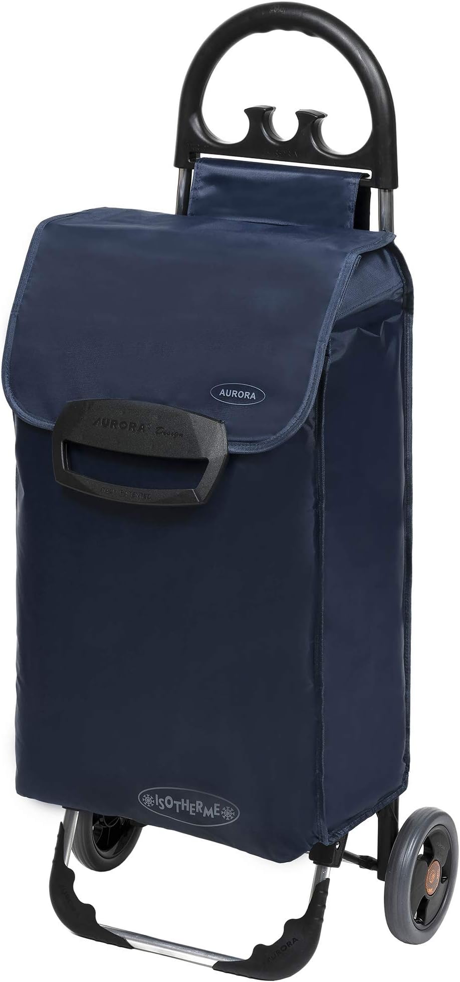 Shopping trolley, ETY in blue, folding trolley only 1.5 kg, shopping trolley with quiet wheels and large cooling compartment, shopping scooter with 50 L to 30 kg loadable.