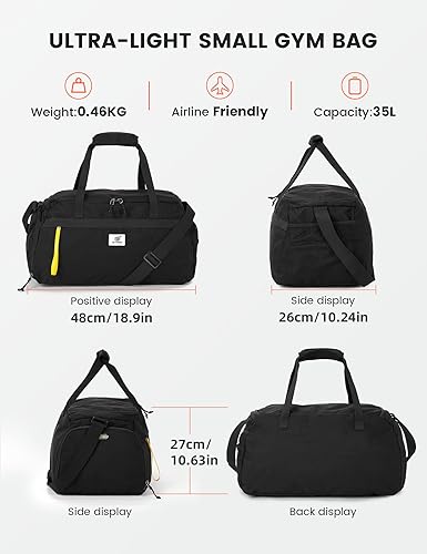 Miniatura 2 de SKYSPER Bolsa de gimnasio para hombres y mujeres con compartimento para zapatos, bolsa de lona de gimnasio de mano para viajes y deportes, bolsa de