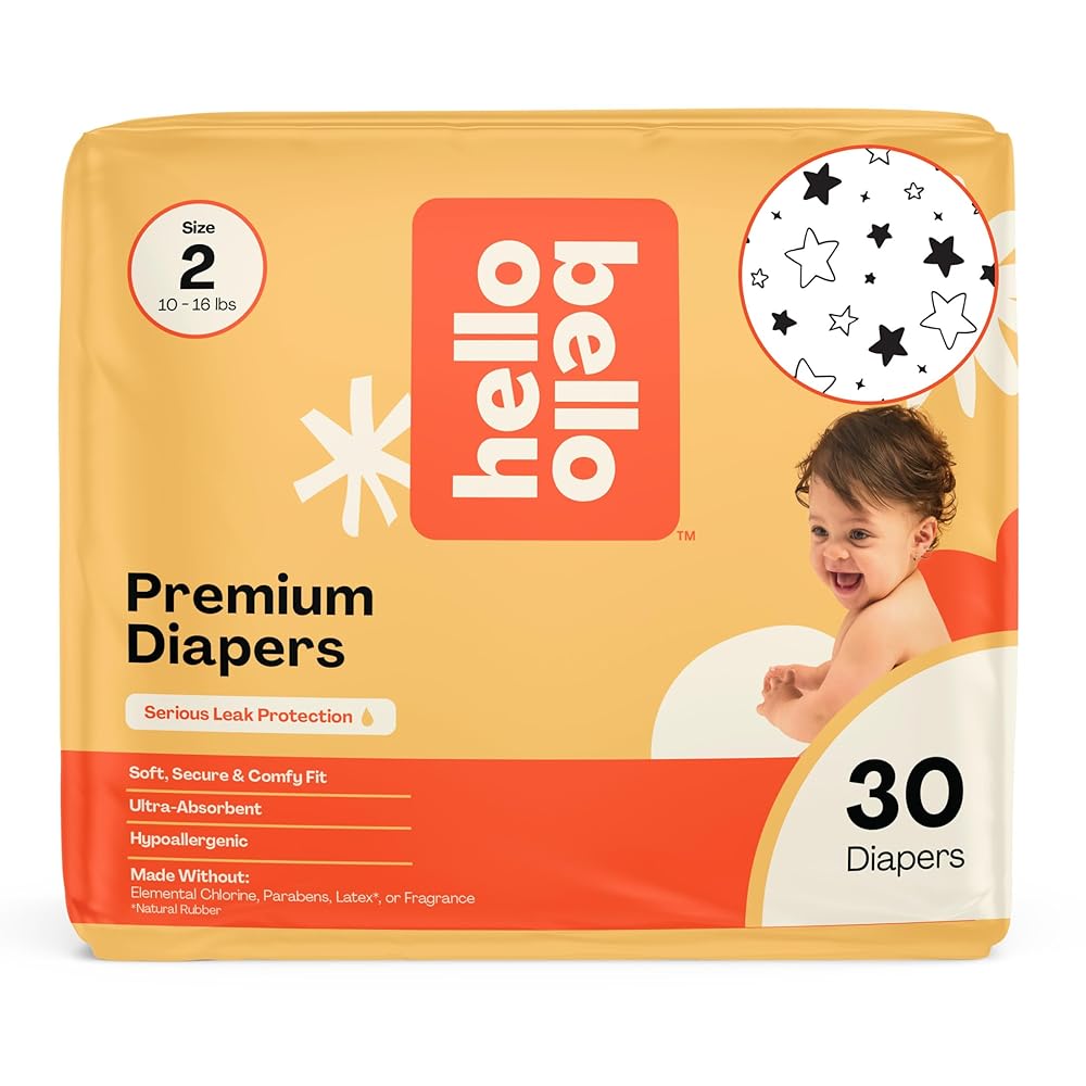 Hello Bello Diapers, Size 2 (10-16 lbs) Superstars, 30 Count of Premium Disposable Baby Diapers, Hypoallergenic with Soft, Cloth-Like Feel