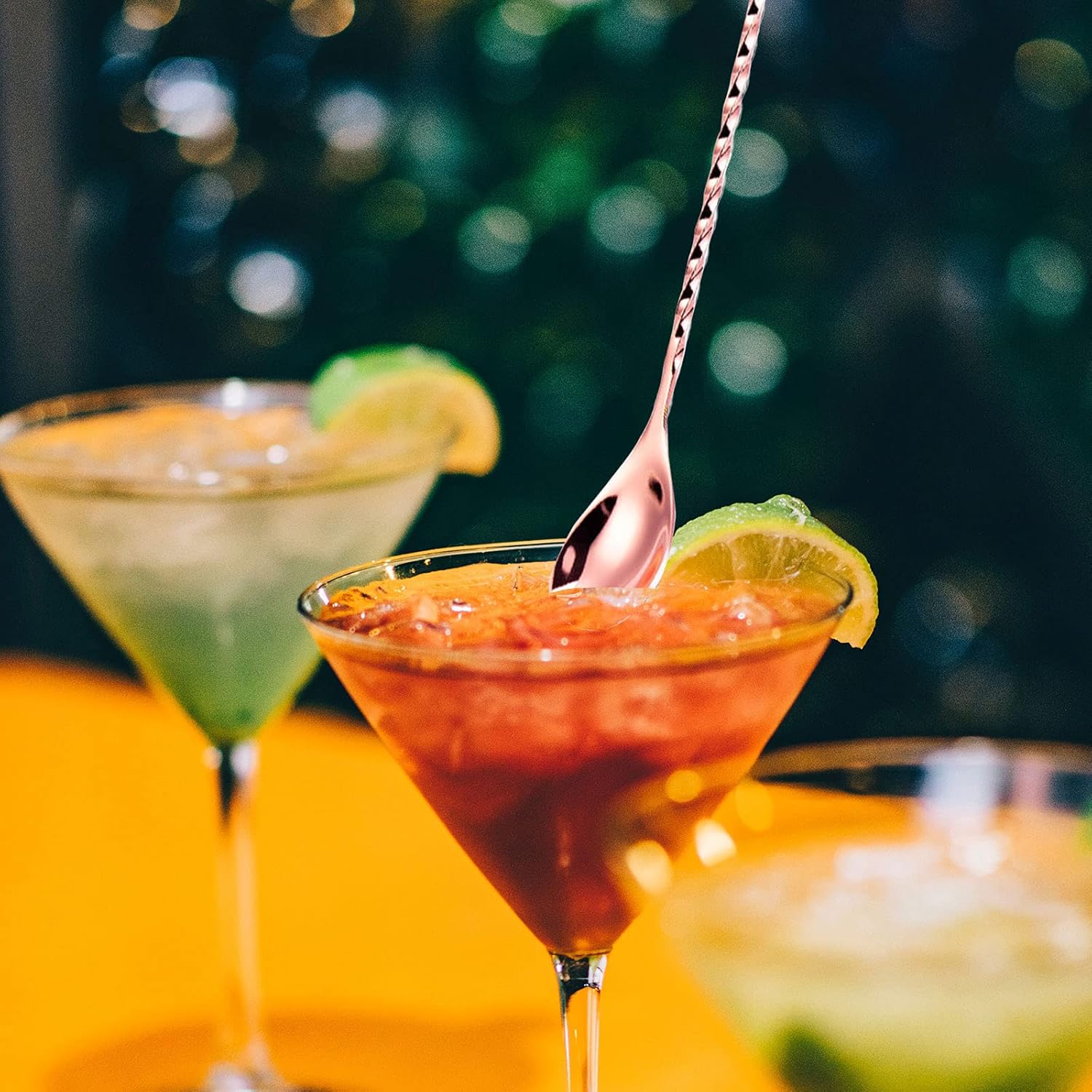 5665 12.2 Inch Bar Cocktail Spoons, Stainless Steel Spiral Mixing Spoon Stirrer with Long Handle (Pink) : Home & Kitchen