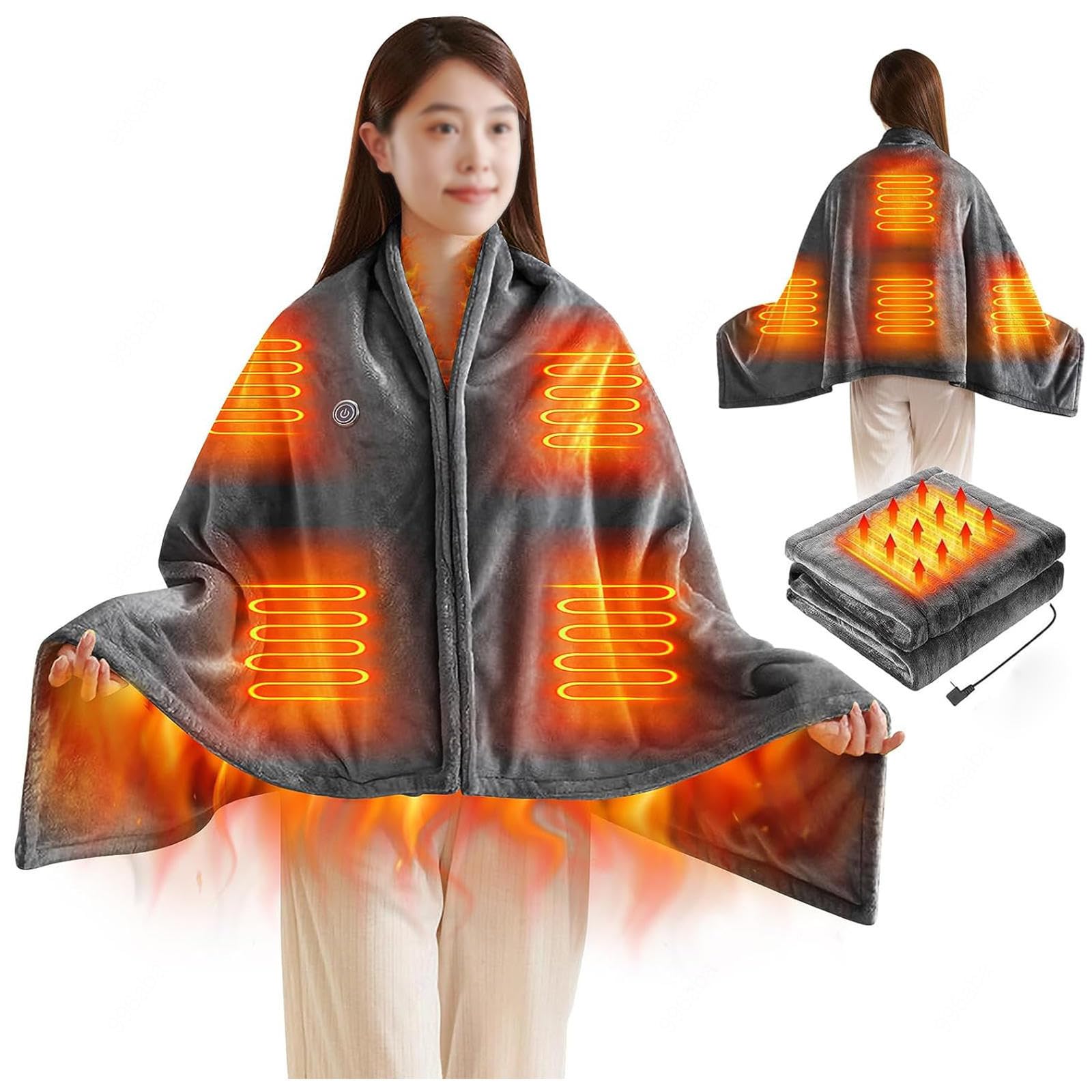 Manta Termica USB 150x80cm,con 3 Temperaturstufen et Calor Rápido, Manta Electrica Espalda Y Cuello Lavable, Esterilla Electrica pour Oficin Cama Exterior Familia