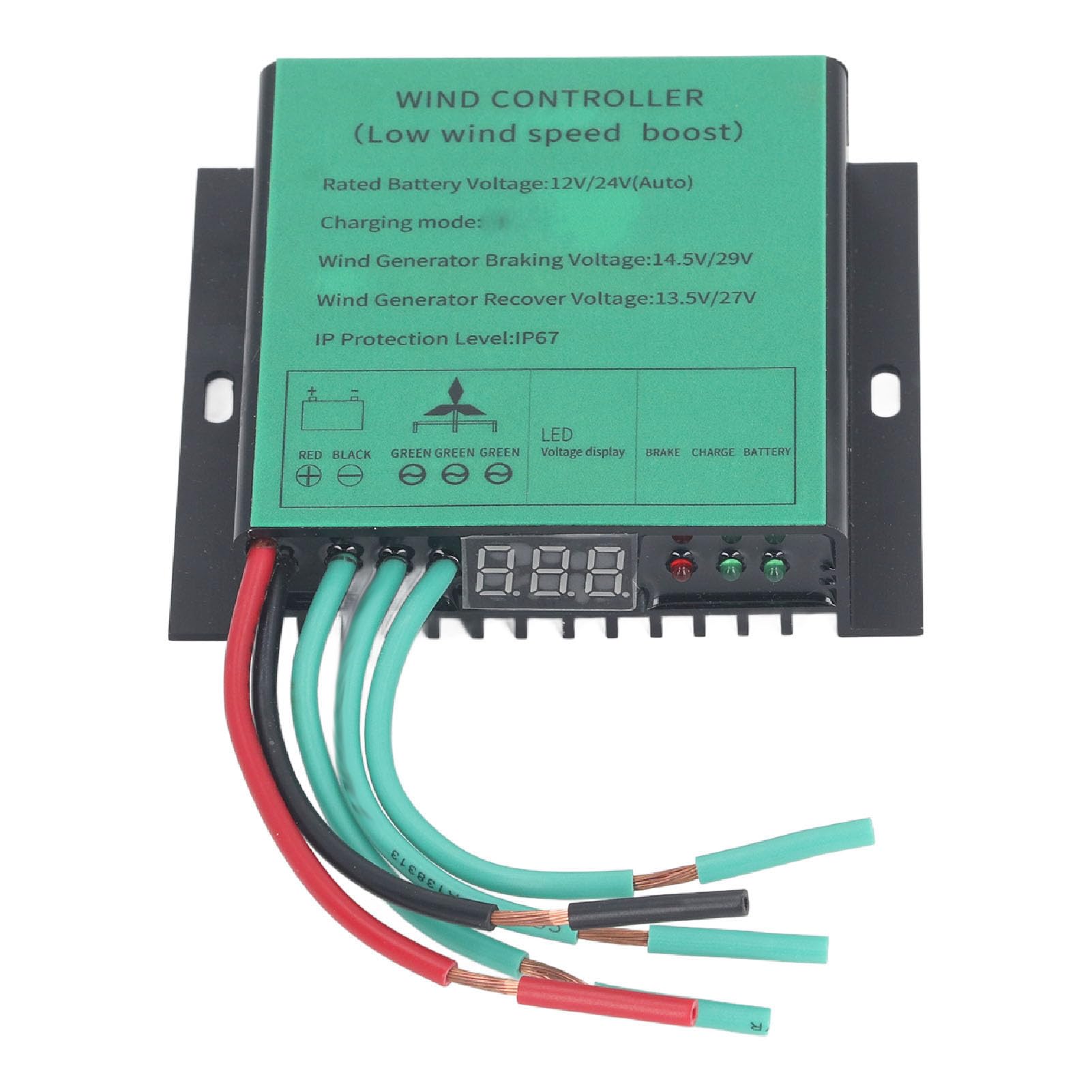 Fafeicy Regolatore di Carica MPPT per Turbina Eolica 12V 24V Automatico Impermeabile IP67 con Display LED 100W-600W Controller Carica Eolico Fotovoltaico Accessorio