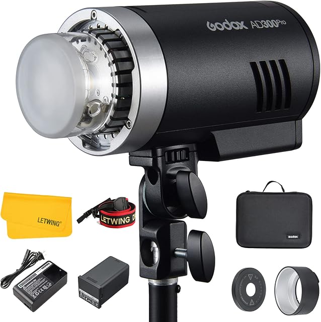 Godox AD300Pro AD300 Pro TTL Studio Flash, 300Ws 2.4G 1/8000 HSS Outdoor Strobe Flash Light Video Monolight with 2600mAh Lithium Battery Compatible for Nikon Canon Sony Fuji Olympus Panasonic Camera