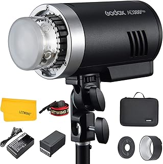 Godox AD300 Pro AD300Pro Flash Strobe Monolight, 300Ws Outdoor Flash, Recharagable Lithium Battery, 2.4G HSS 1/8000s Portable Flash Compatible for Nikon Canon Sony Fuji Olympus Panasonic Camera