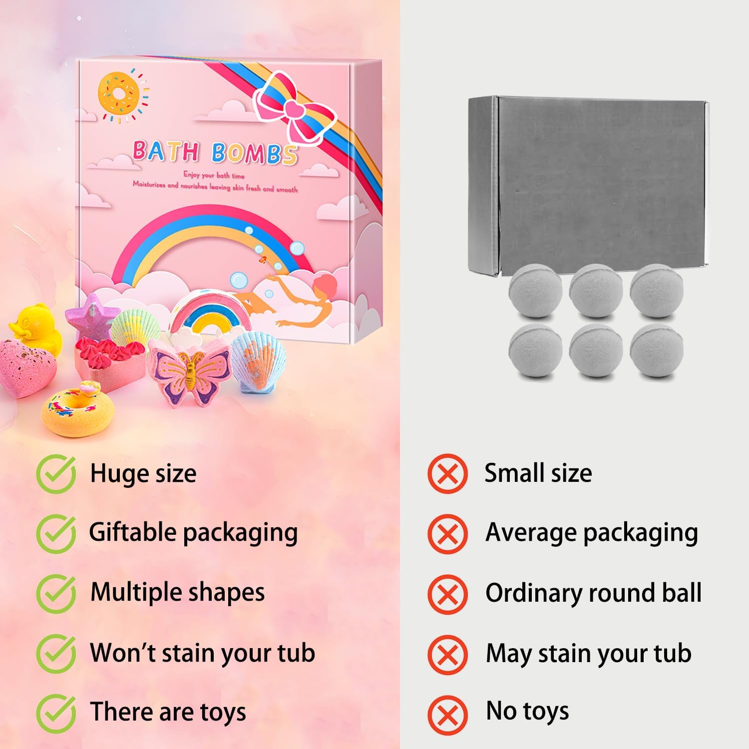 9XXL Bath Bombs for Kids with Surprise Toys Inside - 9 Pack Non-Toxic Bath Bombs Gift Set, Bubble Bath with 9 Scents, Birthday Gifts for Girls Boys Toddlers, Ideal for Valentines Day Easter