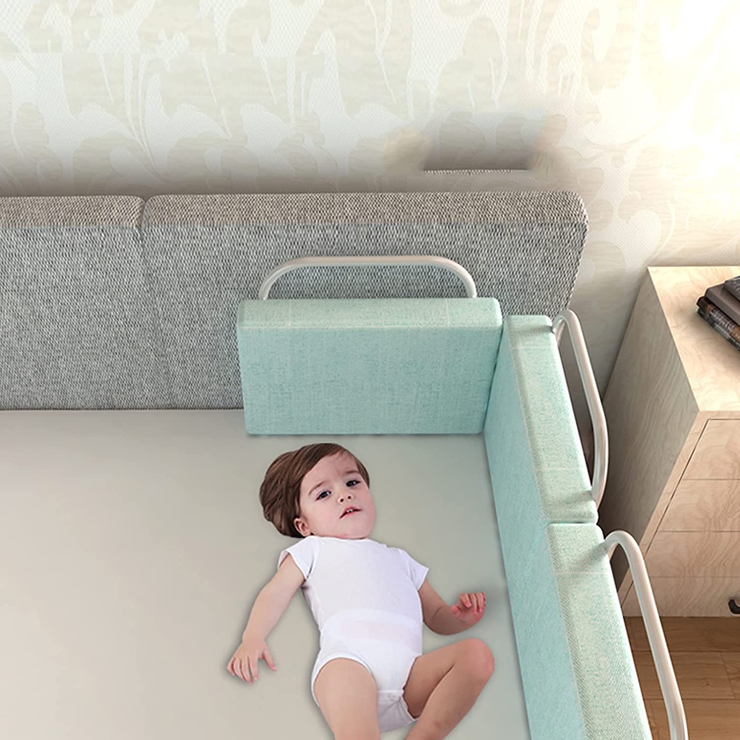 Barandilla Protectora para Cama Infantil, barandilla de Seguridad para Cama, barandilla Lateral para Cama, riel de Seguridad Universal de 1,5 a 2 Metros (tamaño: 50 cm, Color: Verd