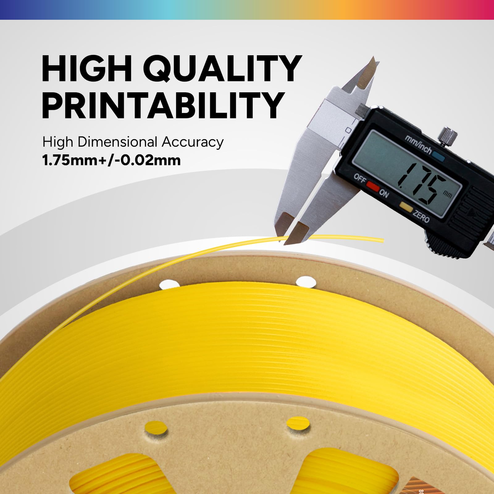 OVERTURE Filamento PLA 1.75mm, 1kg Bobina(2.2lbs), Precisione Dimensionale +/- 0.02 mm, per Stampante 3D (Giallo)