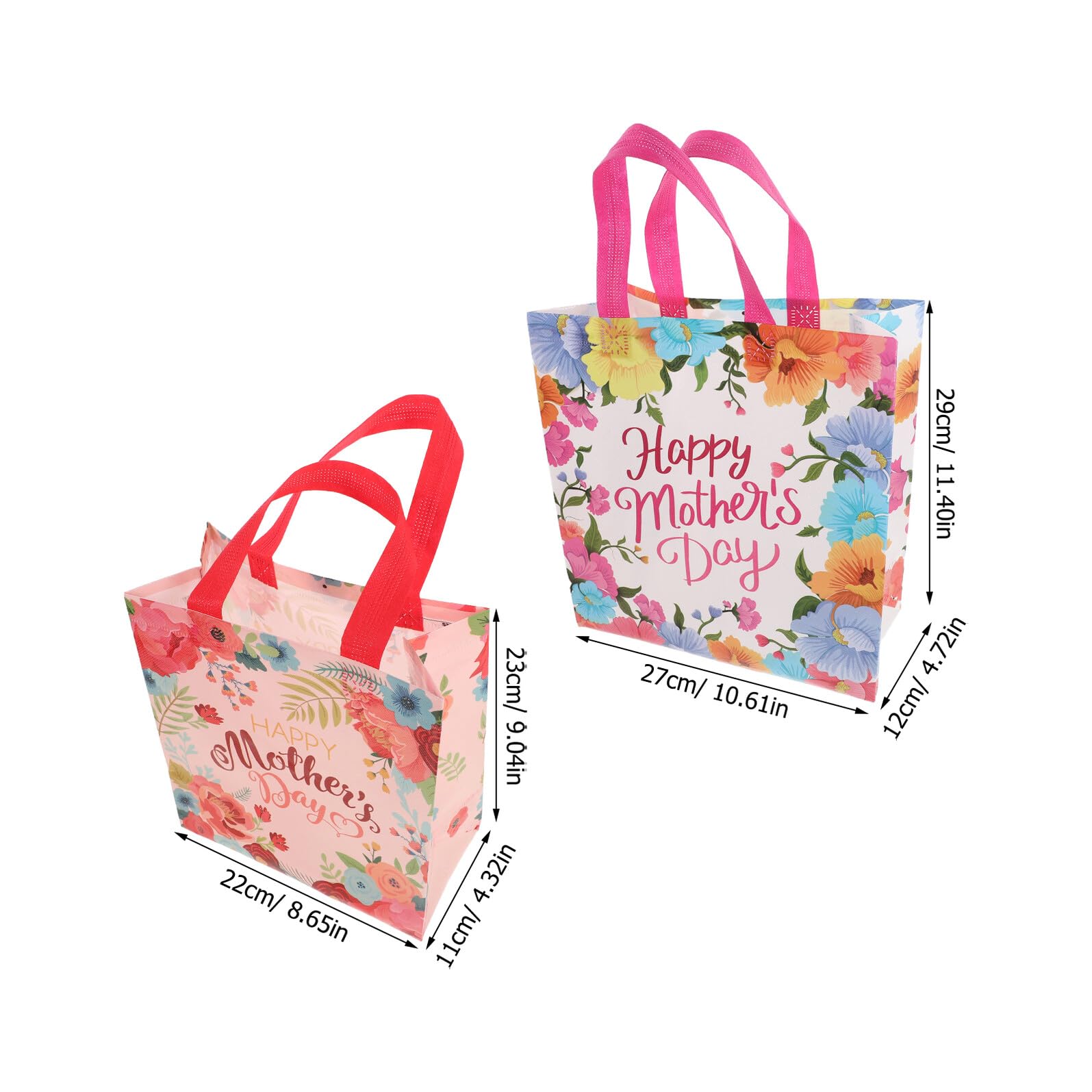 UTHCLO Bolsas de Obsequio Día Madre 24 Piezas Bolsa No Tejida con Asas Diseño Floral Tamaño Mediano para Envolver Regalos Dulces y Recuerdos de Fiesta para Mamá y Abuelas