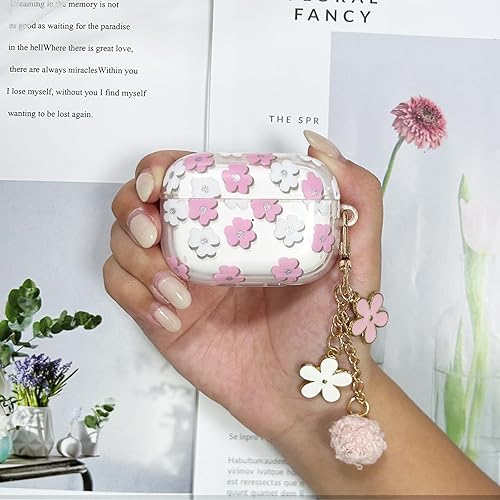 Miniatura 7 de Funda compatible con Apple AirPods Pro 2, TPU suave con bonito patrón de flores para AirPods Pro 21 funda con llavero de flores y kit de limpieza