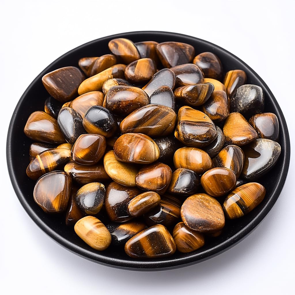 Polished Tigers Eye Crystal Chips Set, 0.4", 128 Pcs - Handpicked Tumbled Stones and Crystals Bulk for Healing, Reiki, Meditation, Witchcraft and Home Decor