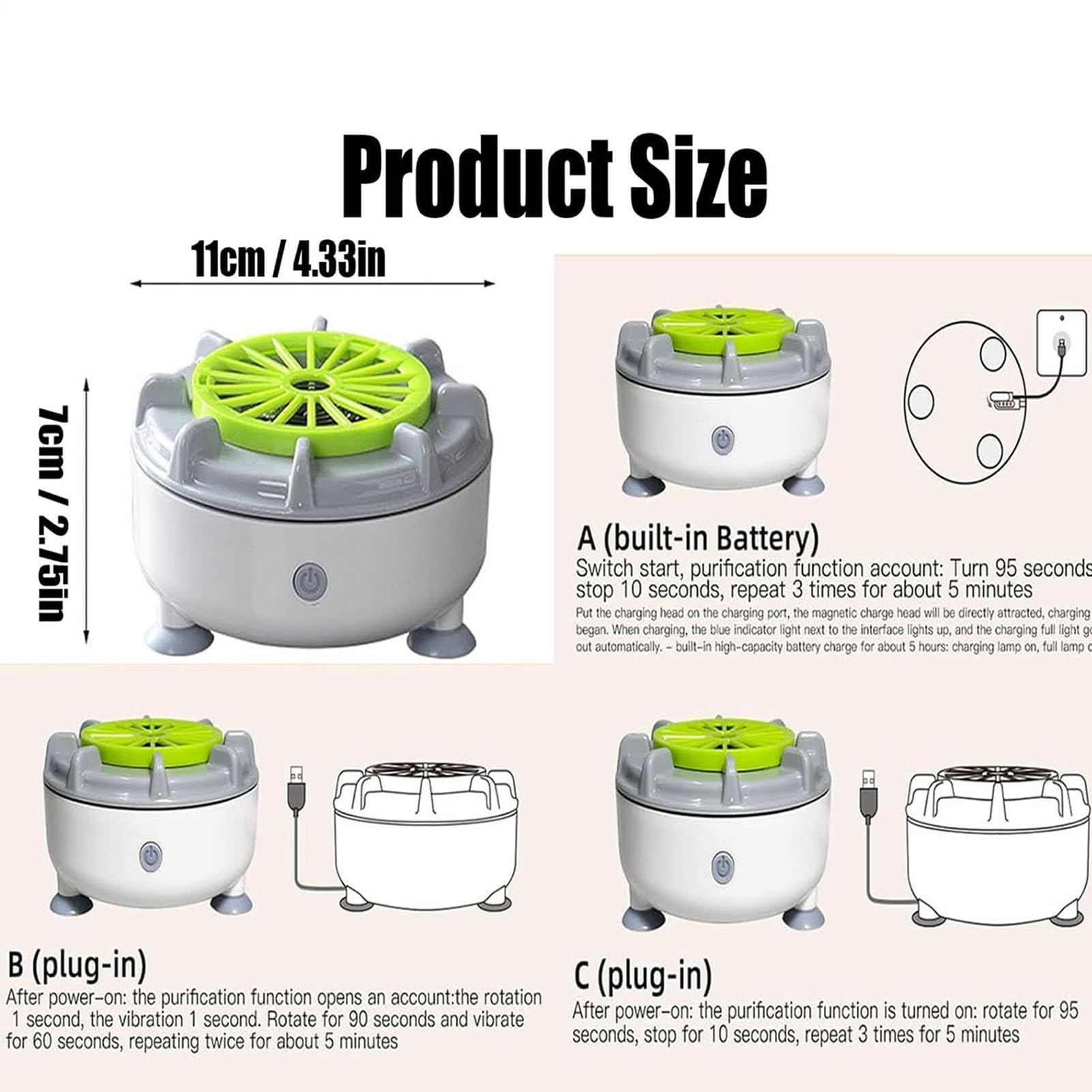 Fruit and Vegetable Washer, Automatic Cleaning Machine with Smart Technology, Multi-Purpose Food Purifier and Produce Cleaner for Lettuce, Salad, Eggs, Strawberries, White Gray