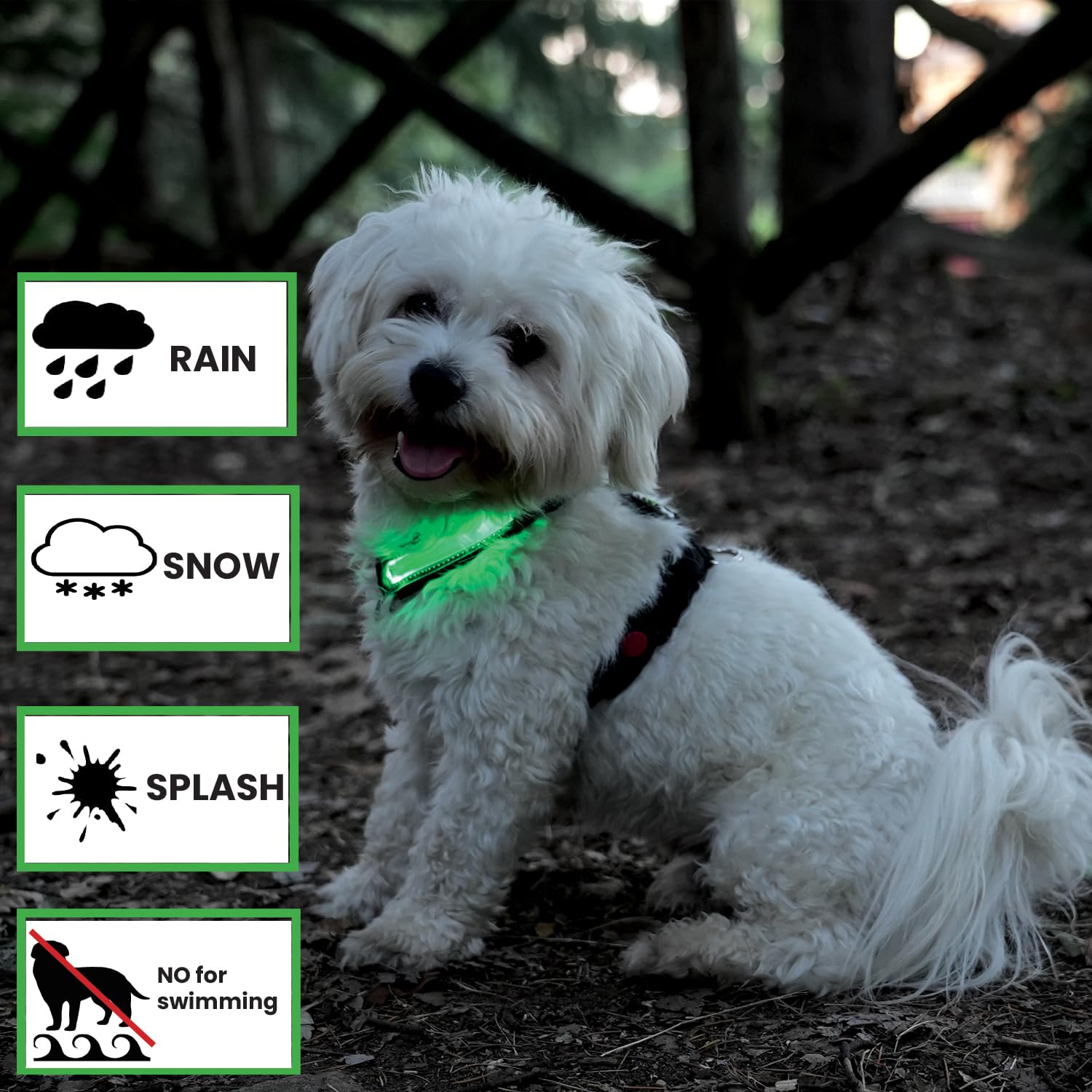 Szelki LED Luminous Pettystore dla psa, wodoodporne z akumulatorem ładowanym przez USB - do 10 godzin pracy na baterii- Wygodne szelki neoprenowe dla psów średnich i dużych. (S Czerwony)