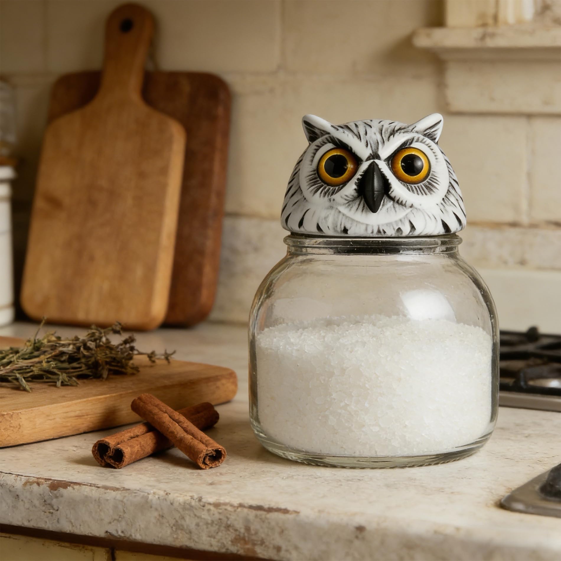 Générique Chapeau de sorcière, bocal d‘épices de hibou, avec support en résine, Gothique avec couvercles, les épices, le thé, les sels, Décoration de maison amusante (Chapeau de sorcière（3pcs）)