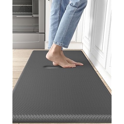 DEXI Anti Fatigue Kitchen Mat, 3/4 Inch Thick, Stain Resistant, Padded Cushioned Floor Comfort Mat for Home, Garage and Office Standing Desk, 48"x20", Grey