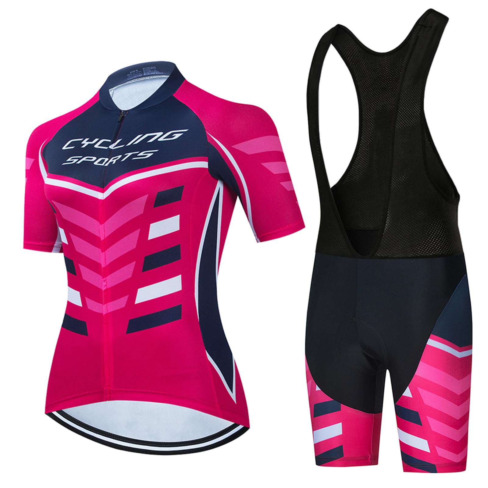Vêtements Cyclisme Tenue Cycliste Femme Été, Maillot de Velo VTT Manche Courte MTB Jerseys et Cuissard à Bretelle avec 9D Coussin Gel,Ensemble Combinaisons de Cycling Respirant Séchage Rapide