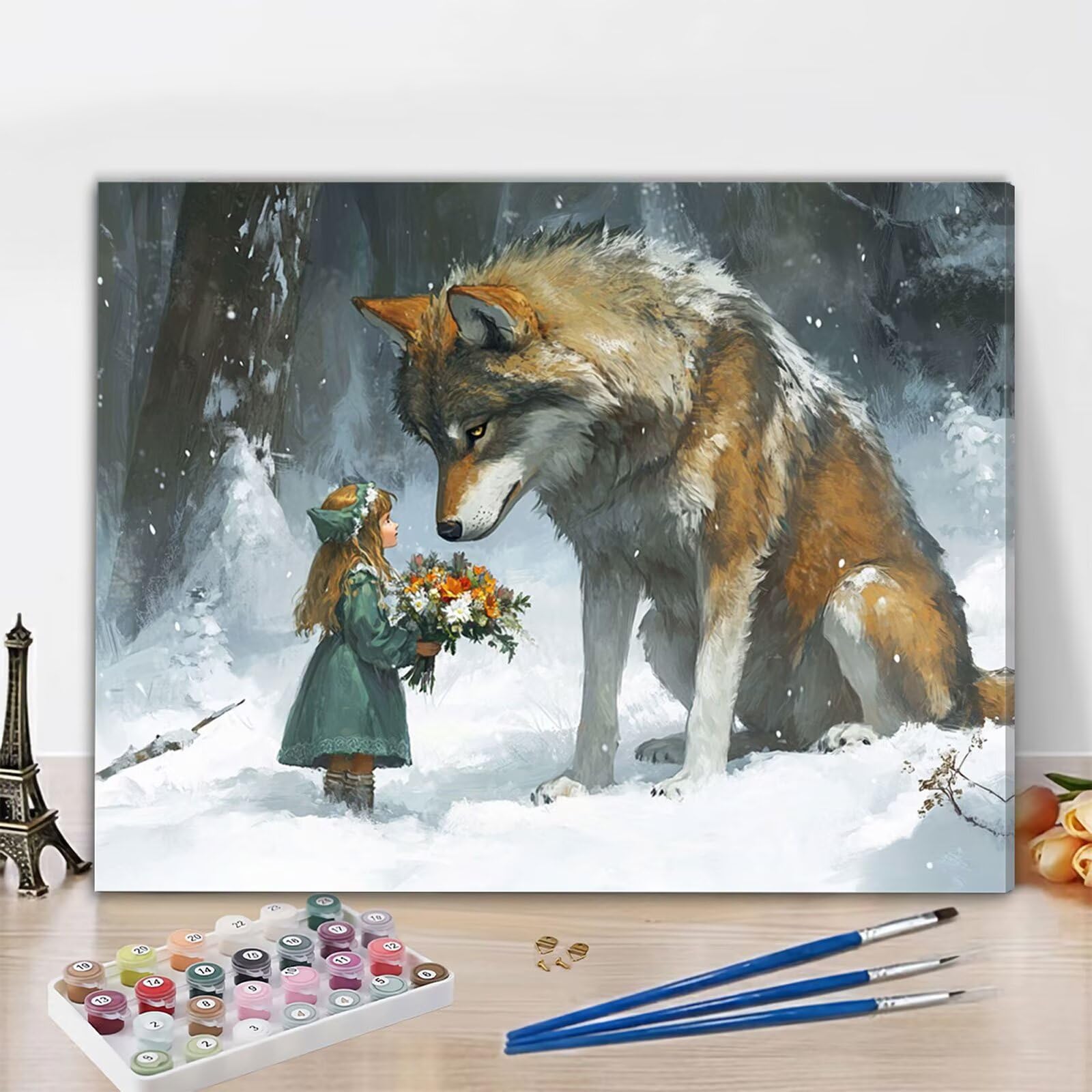 Dipingere con i Numeri Adulti Animale Dipingere con i Numeri Ragazza Paint by Numbers Hobby Creativi Adulti Fai Da Te Tela di Pittura a Olio Kit, Decorazioni Donna Regalo 60x90cm Senza Cornice Y3-625