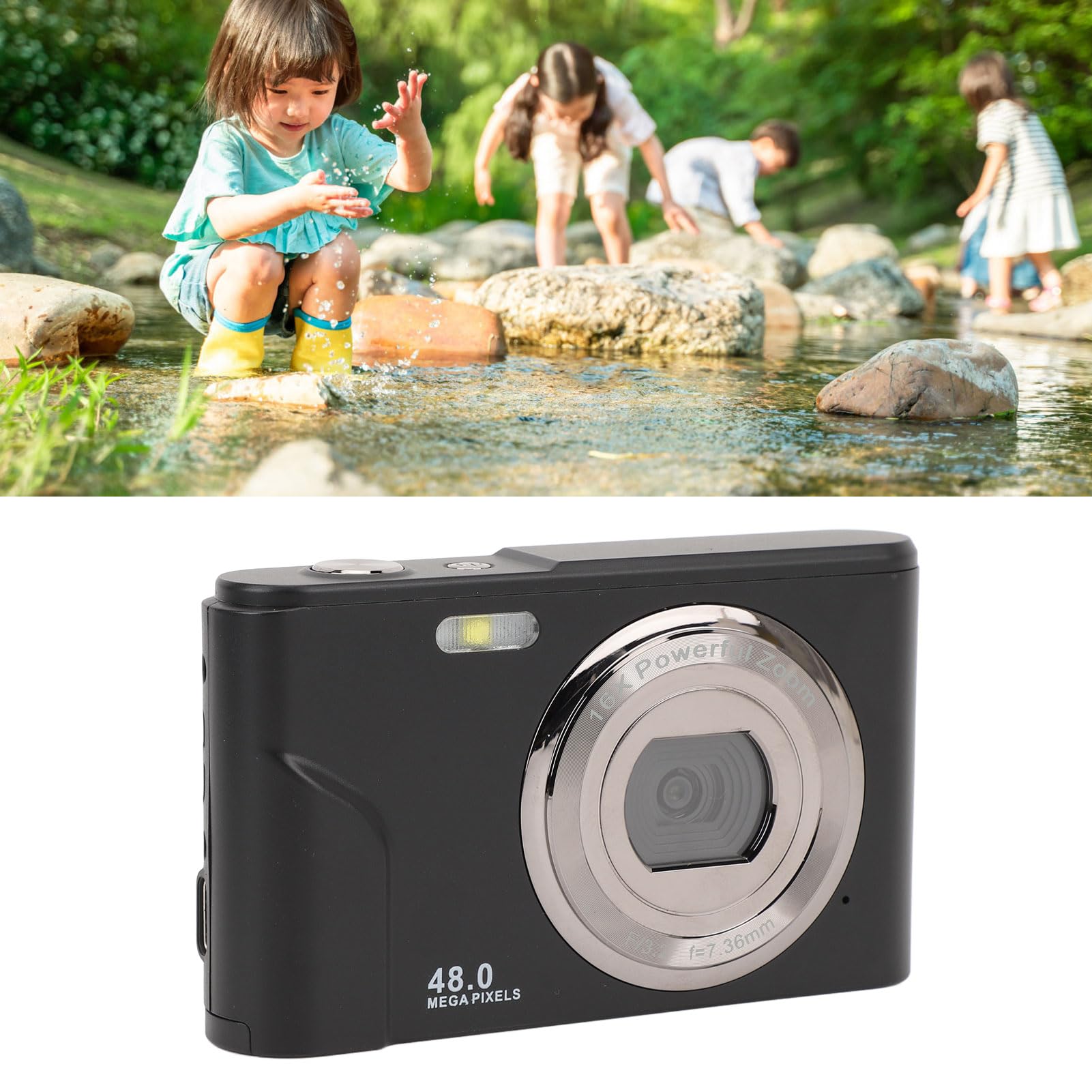 Aparaty Cyfrowe, Kamera FHD 1080P, Aparat o Rozdzielczości 48 MP z Autofokusem i funkcją Fotografowania z 16-krotnym Zoomem, Kompaktowy Aparat z Ekranem 2,4 Cala, dla Chłopców