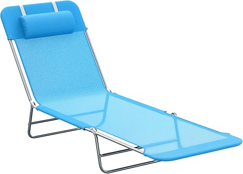 Silla reclinable de playa Outsunny, Azul