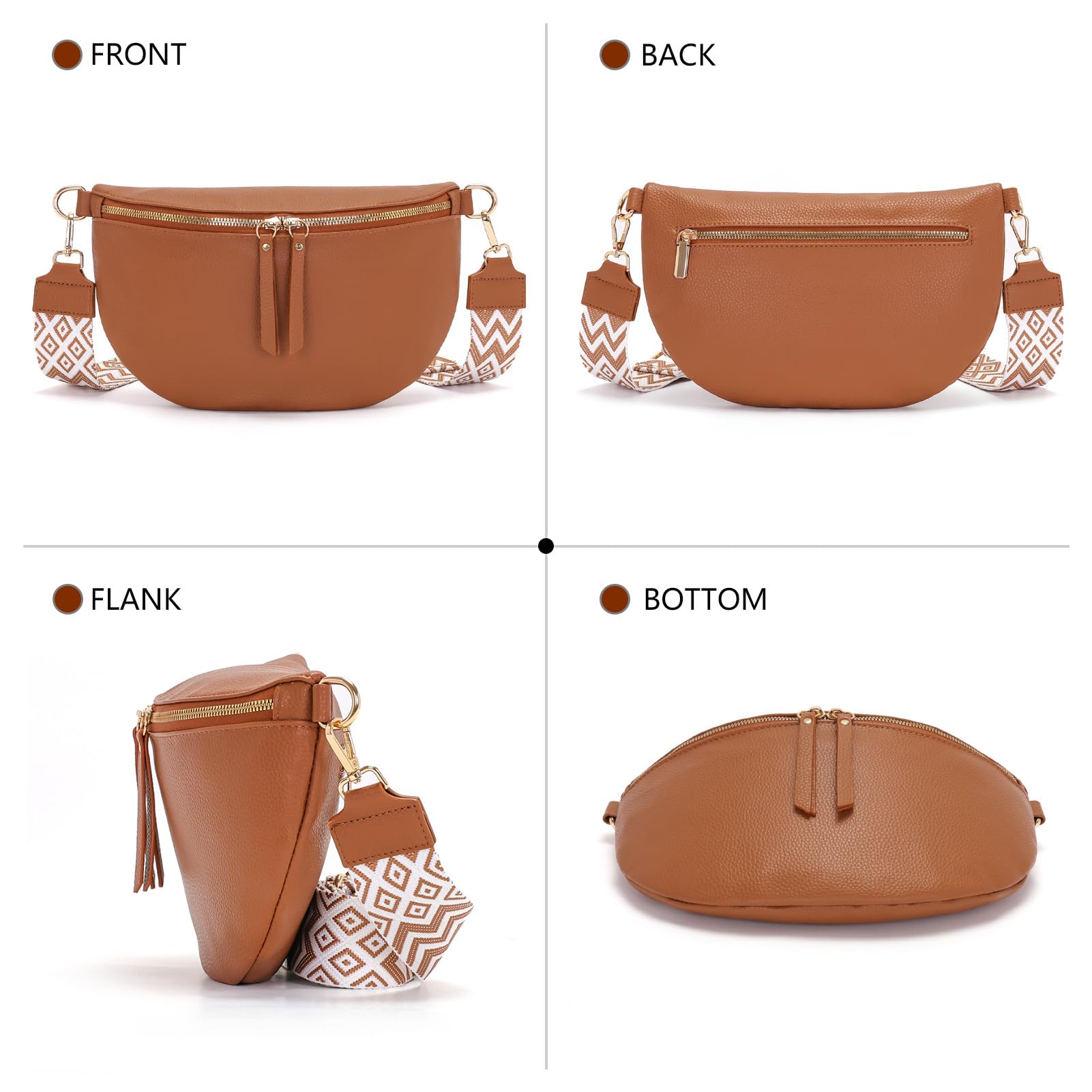 Vezluax 30x20cm Cross Body Bumbags for Ladies Large Bum Bag Stylish Waist Packs Women's Bumbag Fanny Pack for Women Belt Bag with Wide Strap
