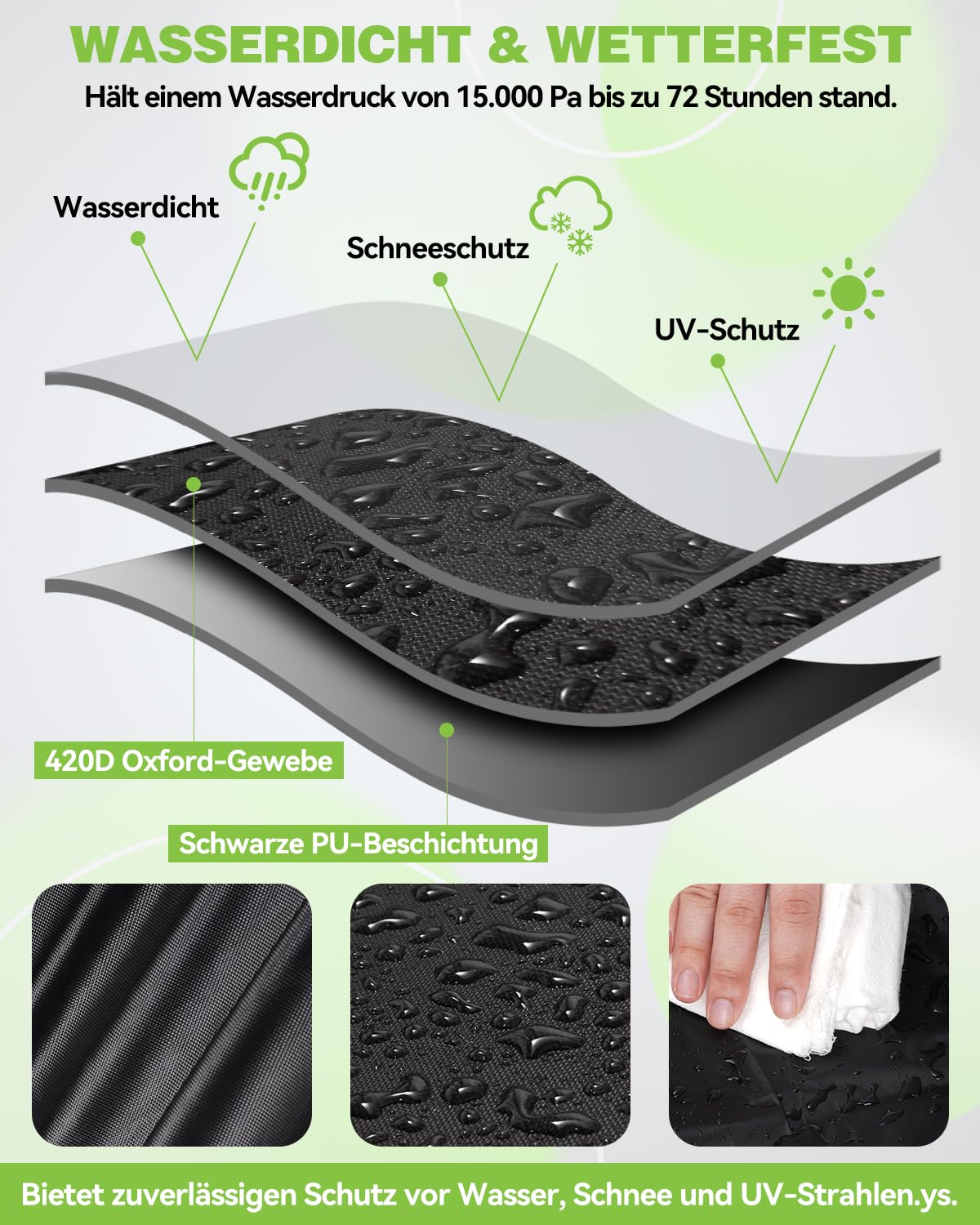 Gartenstuhl Abdeckung, 2er Schutzhülle für Gartenstühle Wasserdicht, Winterfest & UV-Beständig, 420D-Oxford Reißfeste Abdeckhaube für Stapelstühle mit Kordelzug & 4 Verschlussgurte, 70x70x80/120cm
