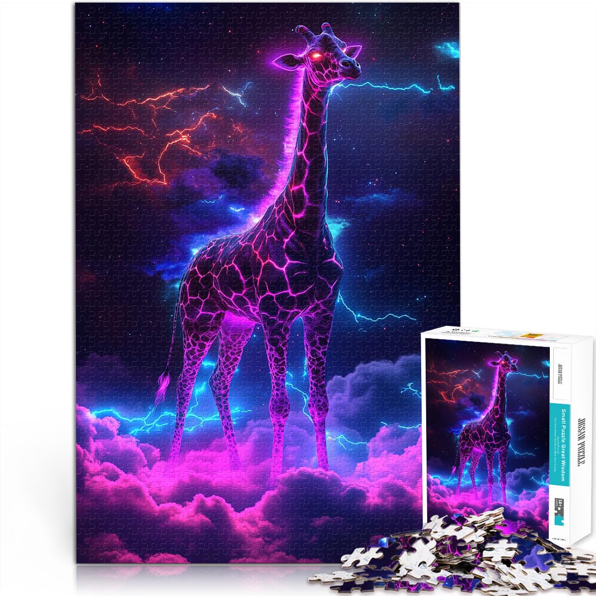 jigsaw 1000 pieces for adults Giraffe Space Animal Stress Relief Toys 26x38cm Unique Home Decor and Gifts for Age 14 Years Up — image 1