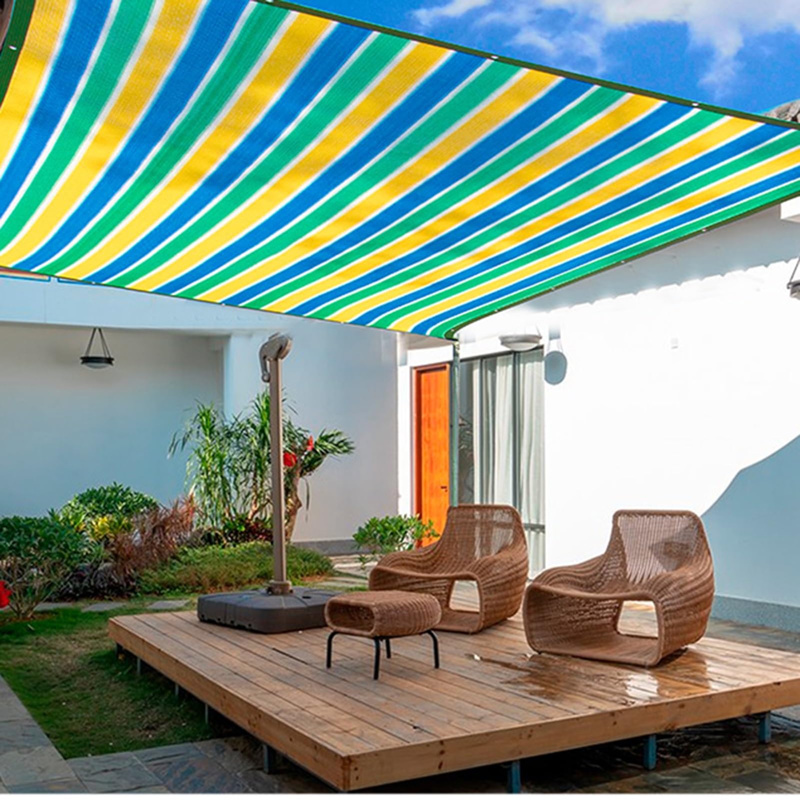 Buntes Sonnensegel Anti-UV Isolierung Sonnenschutznetzabdeckung für Pavillon, Balkon, Outdoor-Aktivitäten, Verschiedene Größen VagxTbs(Size:4X7m) : 