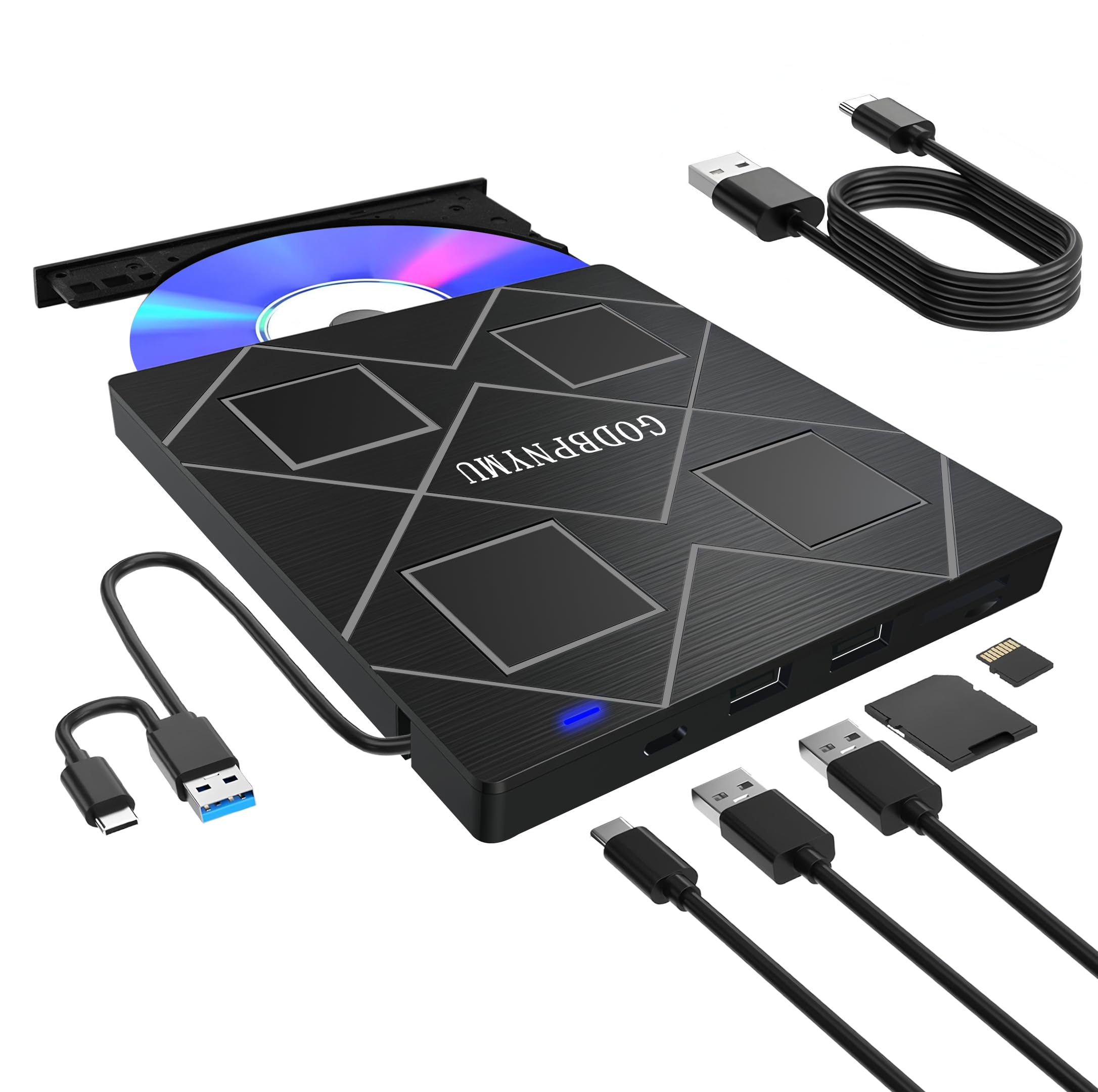 GODBPNYMU 5-in-1 External CD DVD Drive