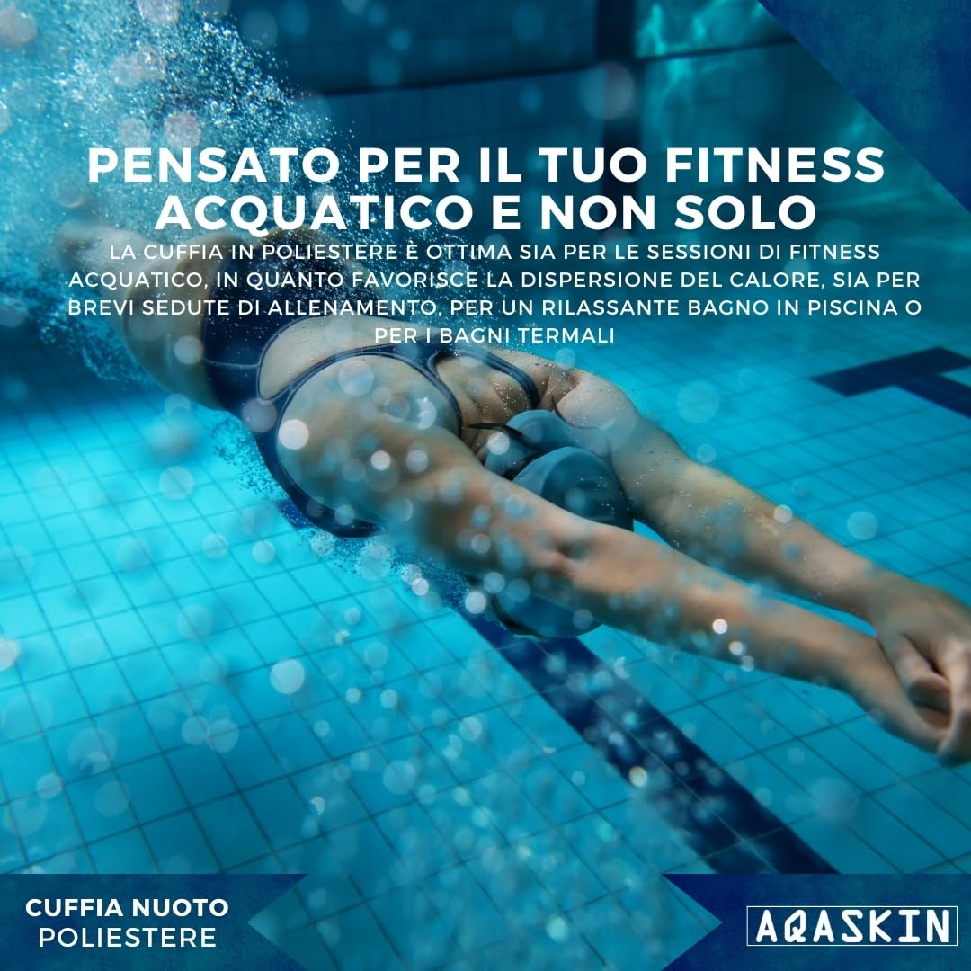 Cuffie Nuoto Professionali in POLIESTERE - SCONTI QUANTITÁ - Cuffia Piscina Poliestere Unisex, Cuffie Acquagym per Adulti e Ragazzi.