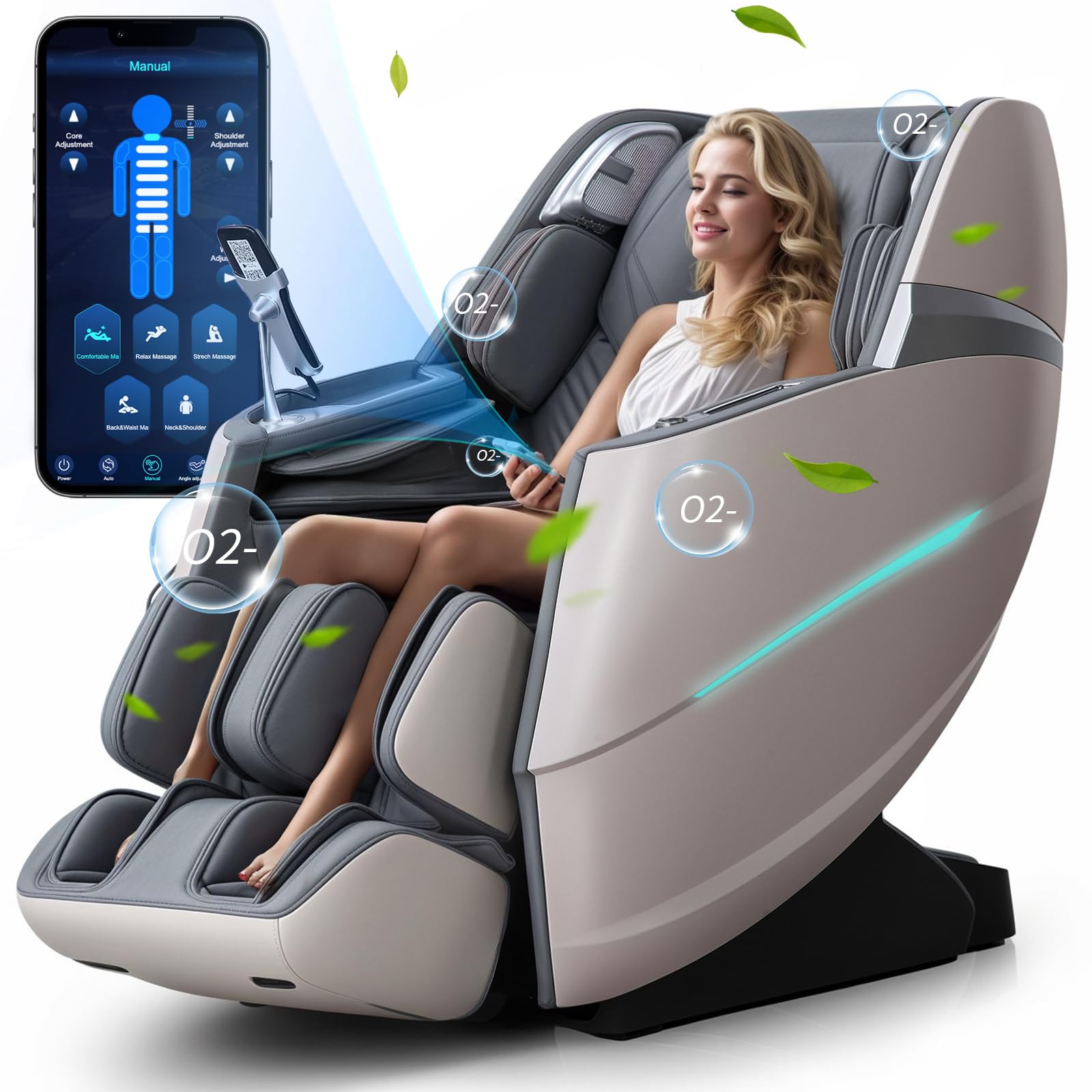HealthRelife 4D Full-Body Massage Chair (Grey)