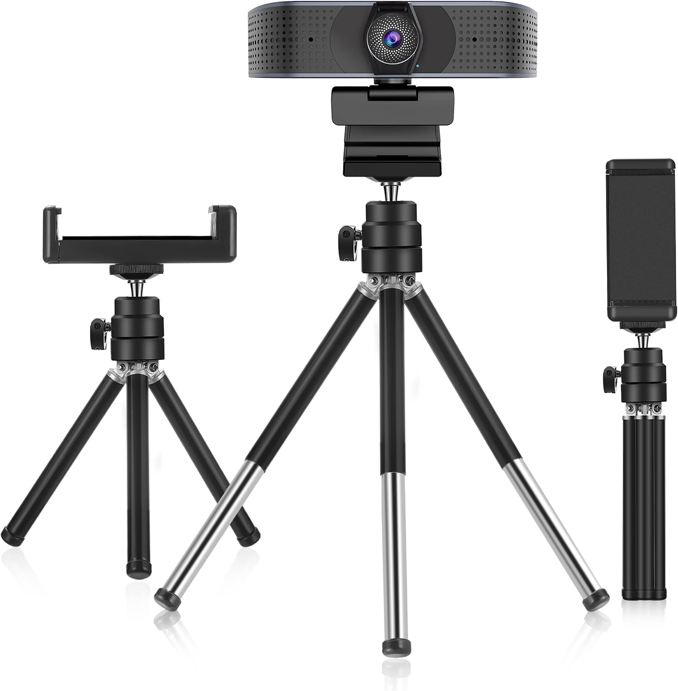 MamaWin Lightweight Mini Webcam Tripod for Smartphone, Logitech Webcam C920 C922 Small Camera Desk Tripod Mount Cell Phone Holder Table Stand (Black)