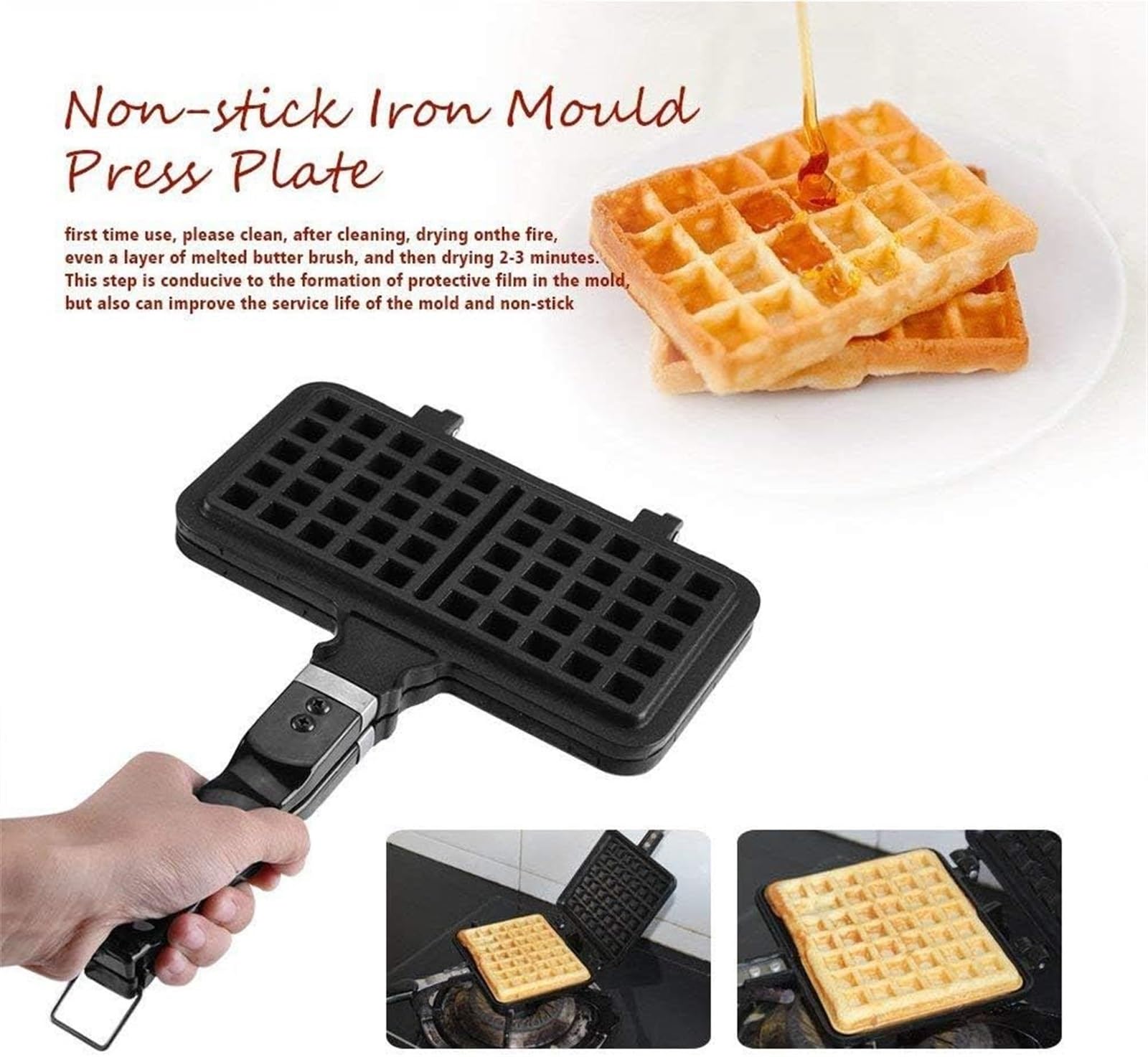 Molde para gofres antiadherente, aleación de aluminio, bandeja para hornear, molde para pasteles DIY, utensilios de cocina para cocinas con calefacción a gas.,