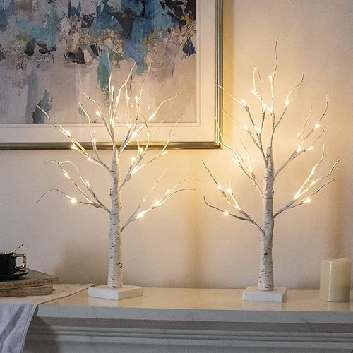 Set of 2-Vanthylit White Christmas Tree with Lights 2 Pack