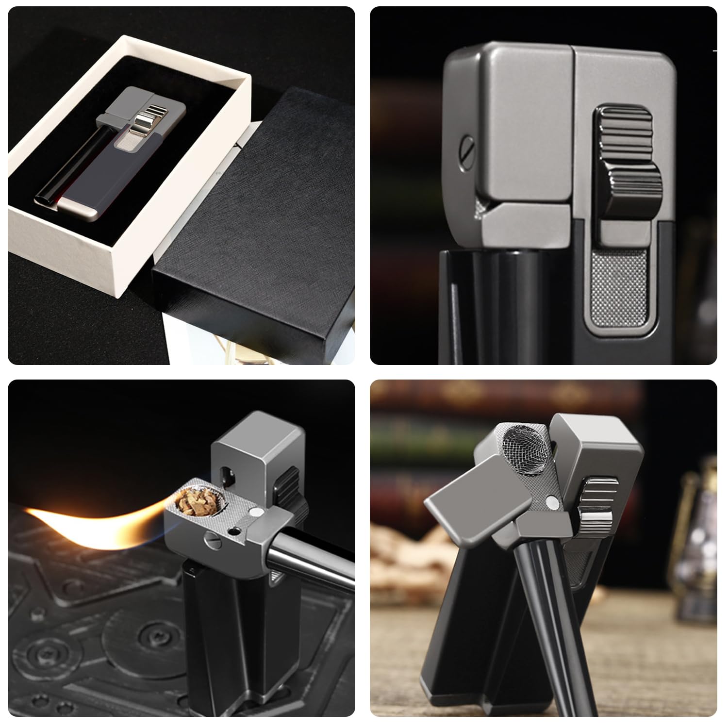 Briquet Coupe-Vent Rechargeable Nizirioo - Métal, Tube Pivotant, Étanche - Cadeau Camping