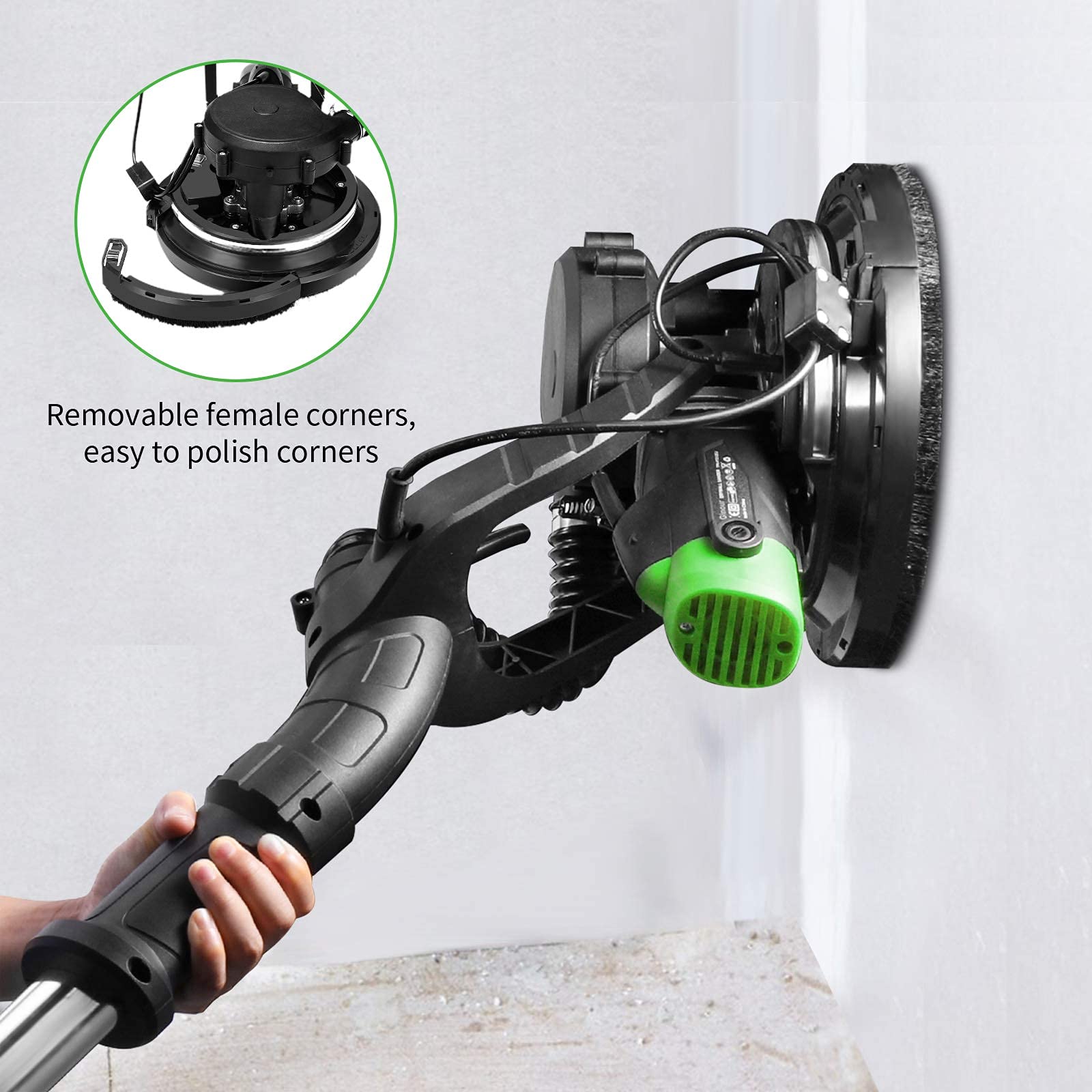 Drywall Sander, Ginour 6A 7 Variable Speed 10001800RPM Wall Sander With Vacuum Attachment, LED