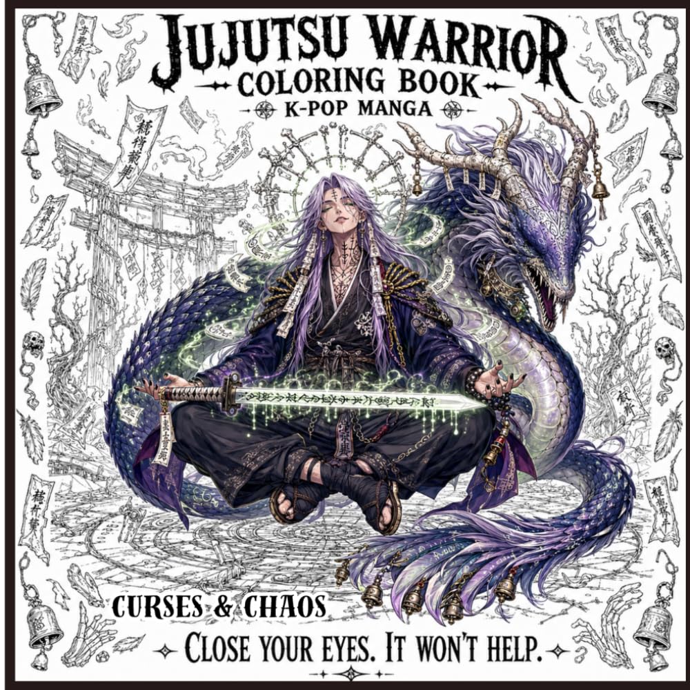 Jujutsu Warrior Coloring Book: Anime Pop Manga For Teens & Adults (Curses & Chaos)