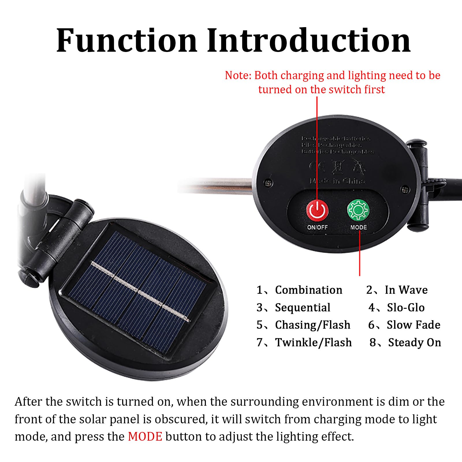Guirnalda de luces solares para exteriores, luces LED de diente de león, 8 modos, luces inteligentes de fuegos artificiales, luces automáticas en la oscuridad para jardines, arbustos