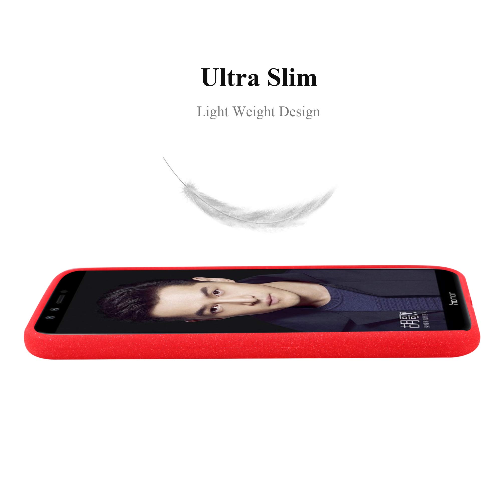 Cadorabo Custodia per Honor 9 in ROSSO METALLICO - Morbida Cover Protettiva Sottile di Silicone TPU con Bordo Protezione - Ultra Slim Case Antiurto Gel Back Bumper Guscio