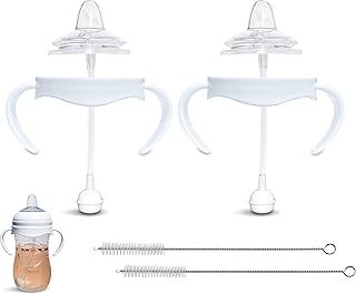 Sippy Cup Conversion Kit for Philips Avent Natural Baby Bottle | 2-Count | with Soft Silicone Sippy Spout Nipples, Weighted Any Angle Straw Ball, Bottle Handles and Straw Cleaning Brush (Sippy Spout)