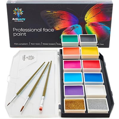 Face Paint Kit – Non-Toxic & Hypoallergenic – Professional Face Painting Kit for Kids & Adults – Cosplay Makeup Kit – Easy to Apply & Remove – Leakproof Dry Glitters