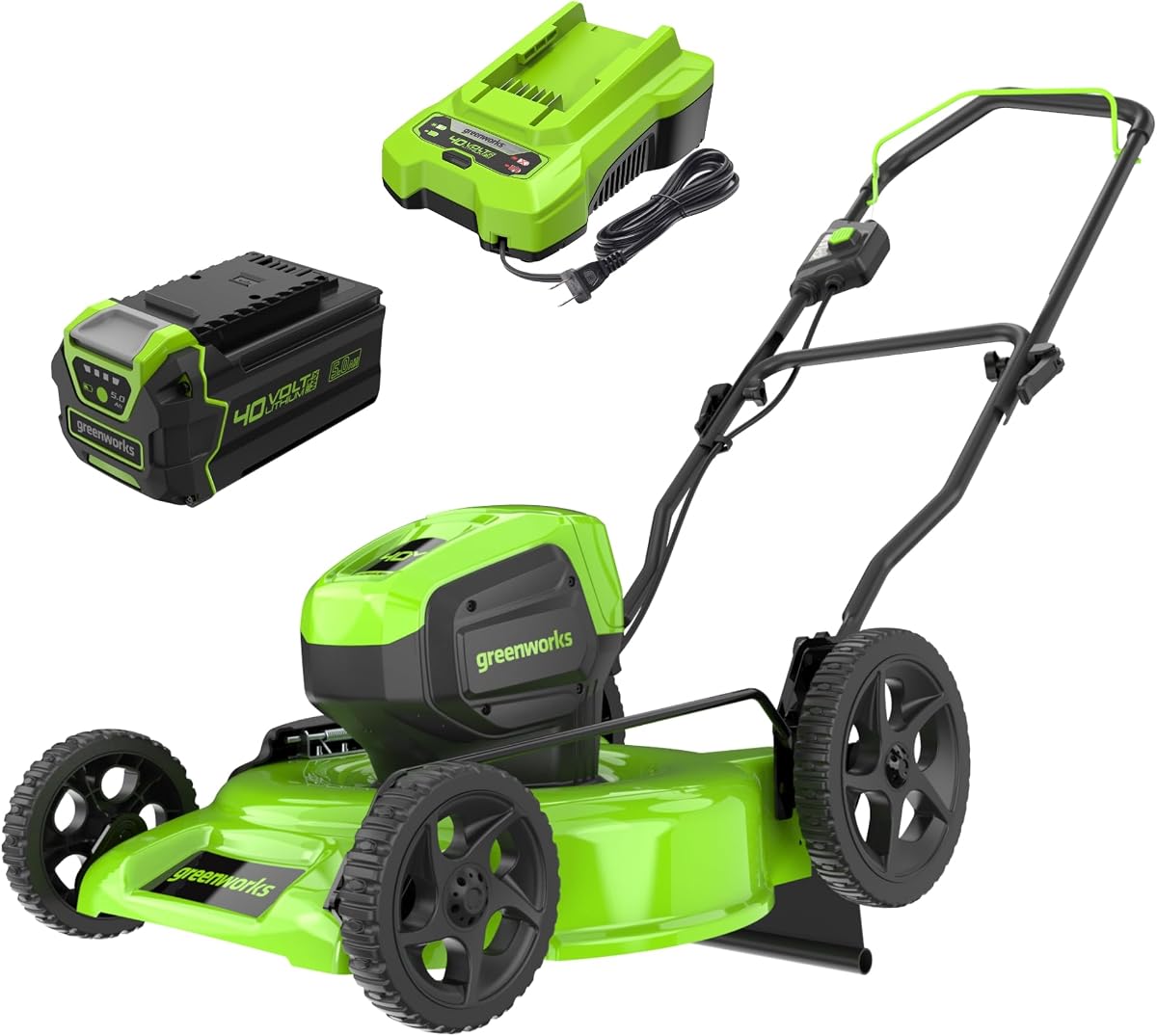 Cortadora de césped a presión de 40 V, batería y cargador de 5,0 Ah