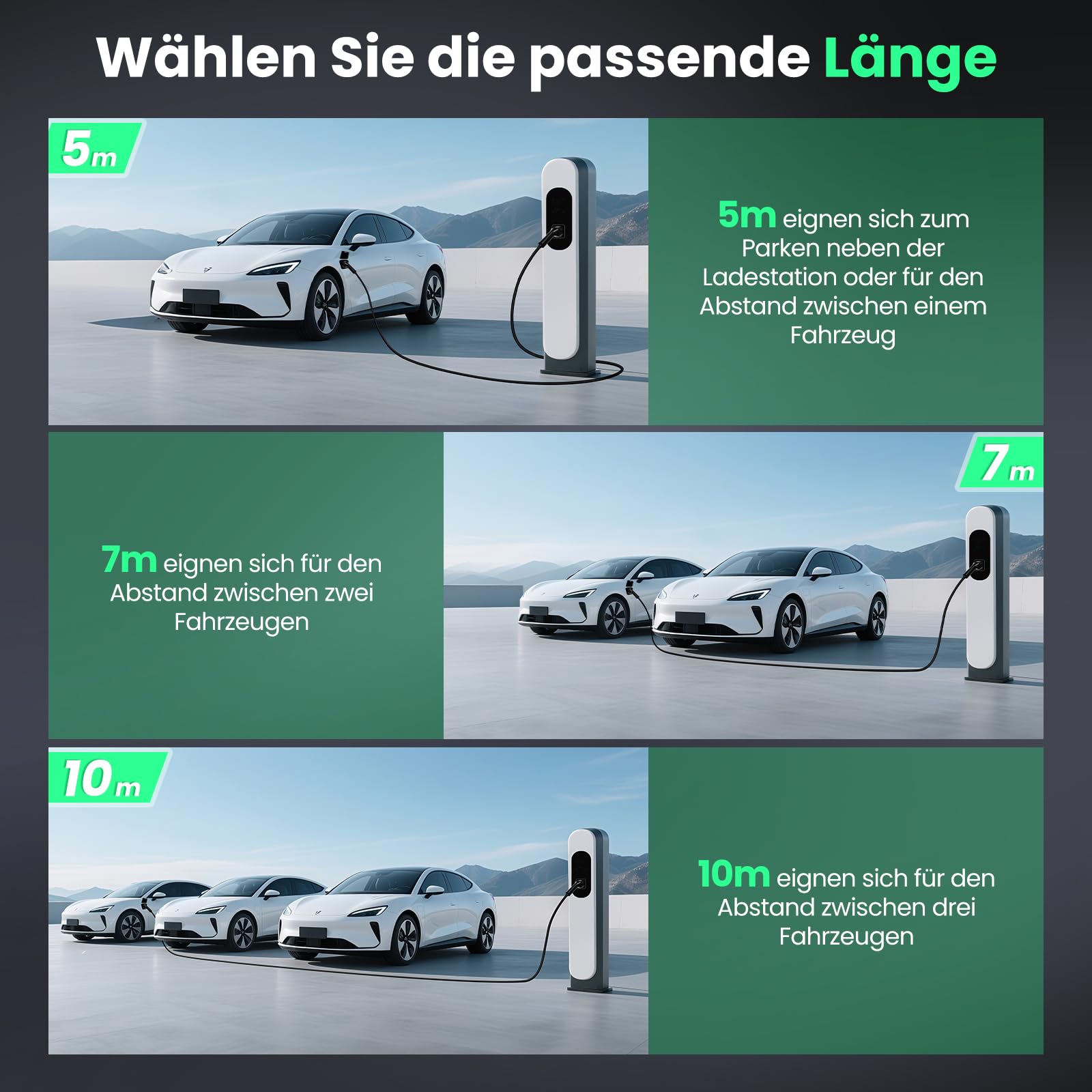 GONEO Typ 2 Ladekabel 11kW 5M 16A Ladekabel Elektroauto 3 Phasig für E Auto EV/PHEV Mode 3 mit Tasche Geeignet für Model S/3/X/Y e-Golf ID.3 i3/i8