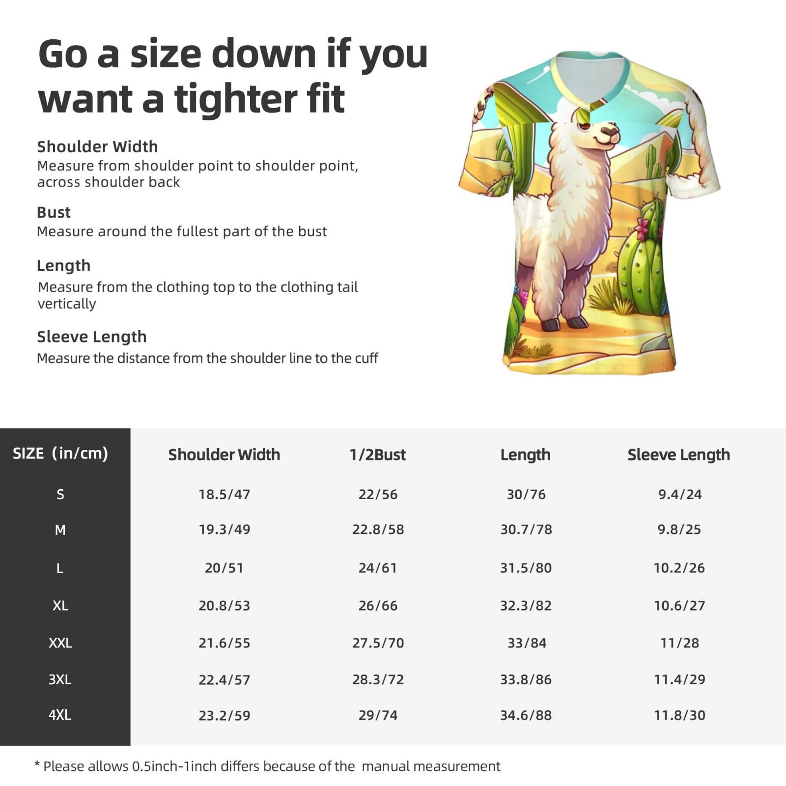 Stylish Athletic Sports Jersey Llama-Cactus-Nature Men's Rugby Jersey Xx-Large