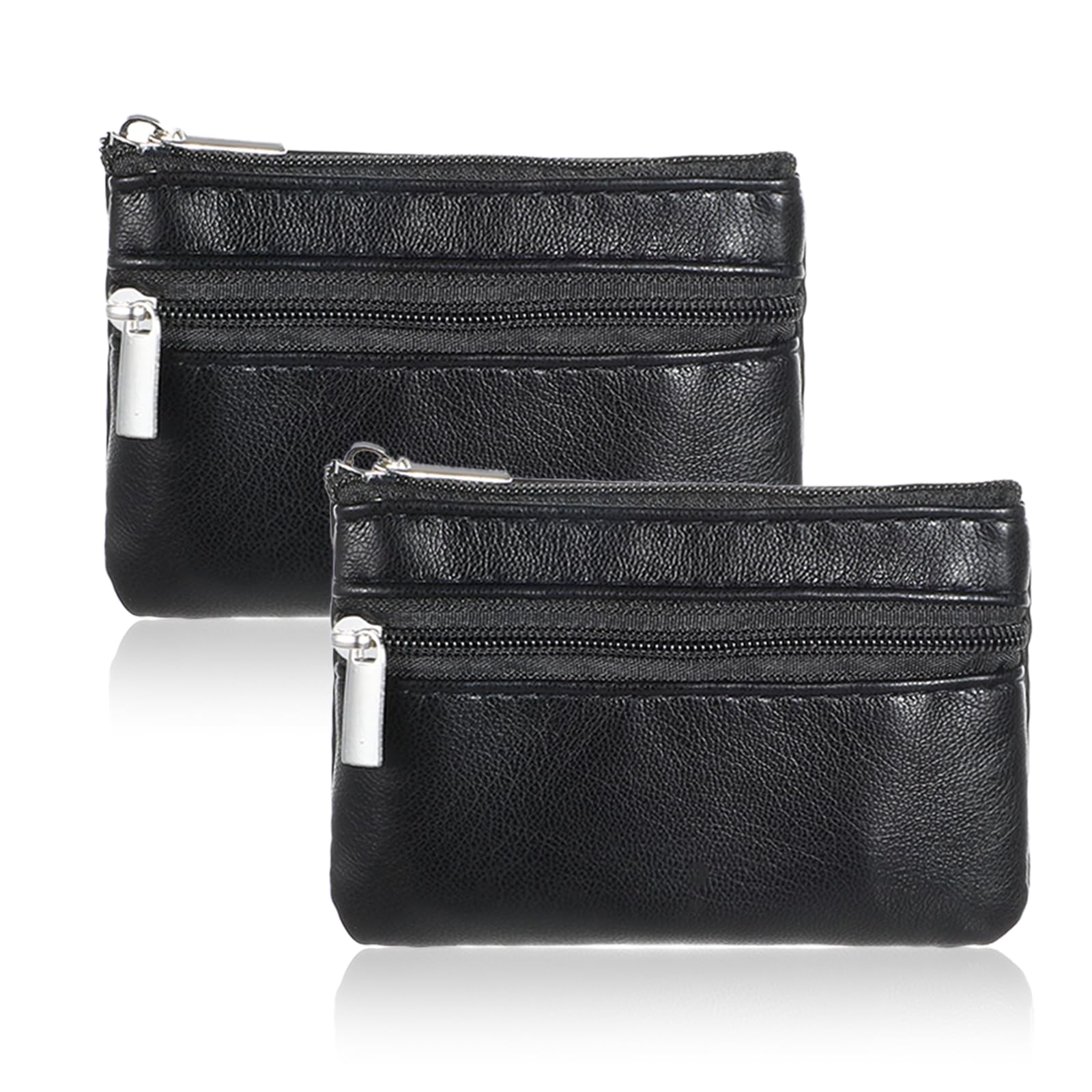 2 sztuki etui na klucze ze skóry jagnięcej, 11x8 cm, supermiękki w dotyku, mały portfel na klucze z zamkiem błyskawicznym dla mężczyzn i kobiet