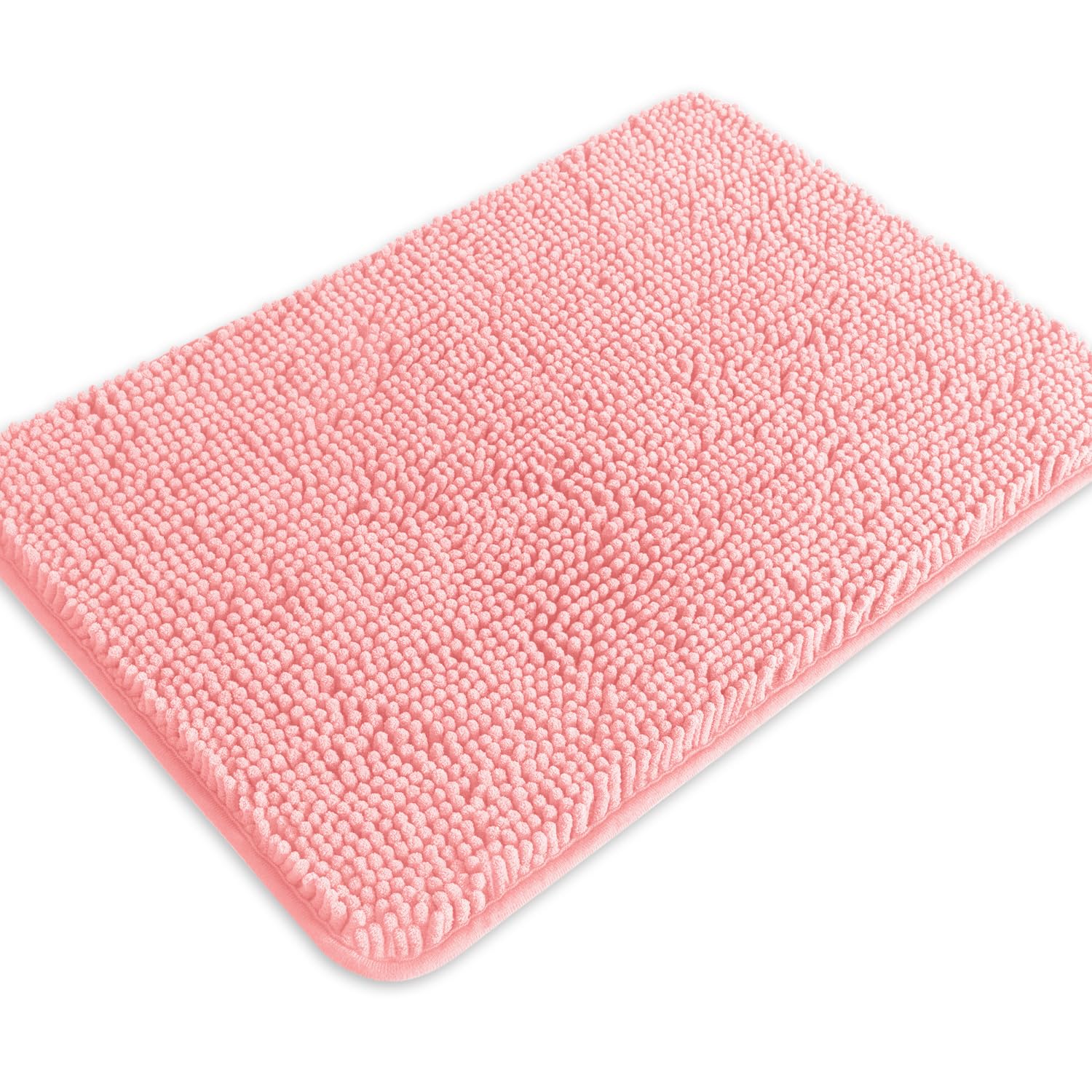 PureSwan Pink Bathroom Rugs – Absorbent and Washable Bath Mat, Non-Slip, Thick Soft Chenille Bath Rugs for Bathroom Floor, Shower, Sink - 17" x 24"