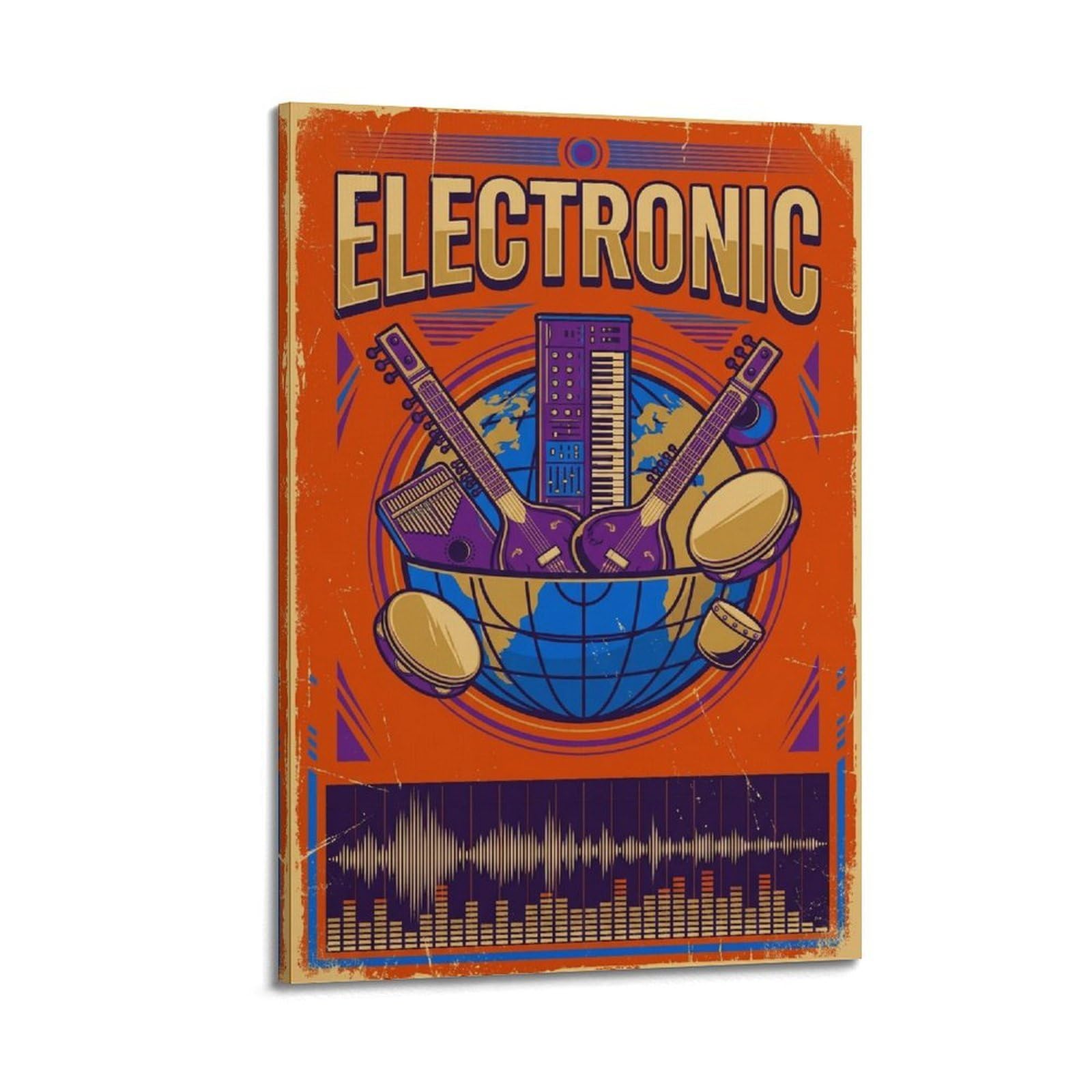 OKNGB Poster vintage World Music Fusion Festival elettronico (1), poster decorativo da parete su tela, poster decorativo moderno per camera da letto, per camera da letto, 50 x 75 cm