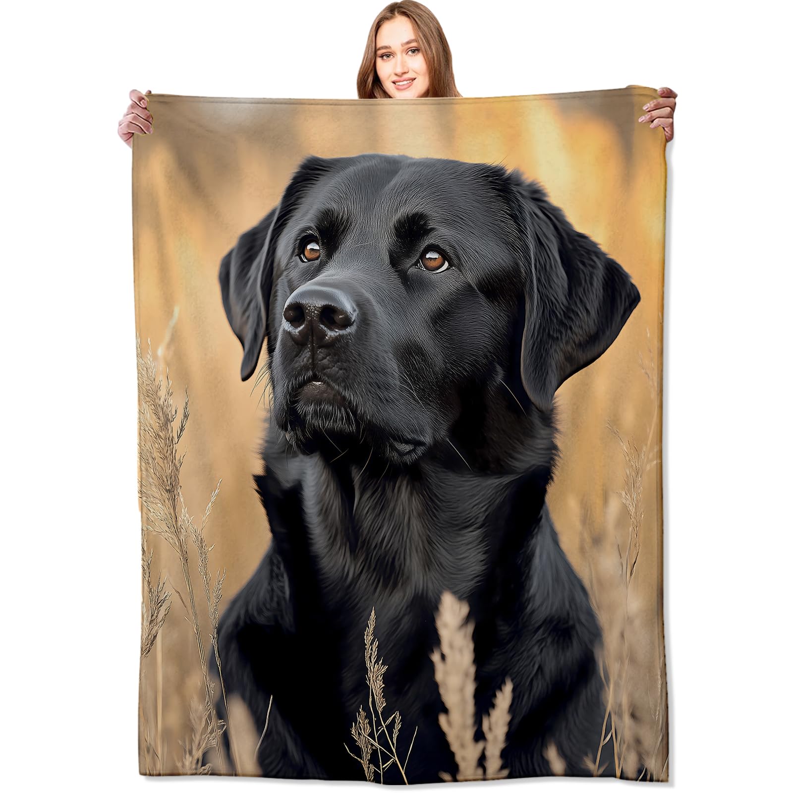 Amazon.com: VODRM Black Lab Portrait Blanket,50x60in,Stunning