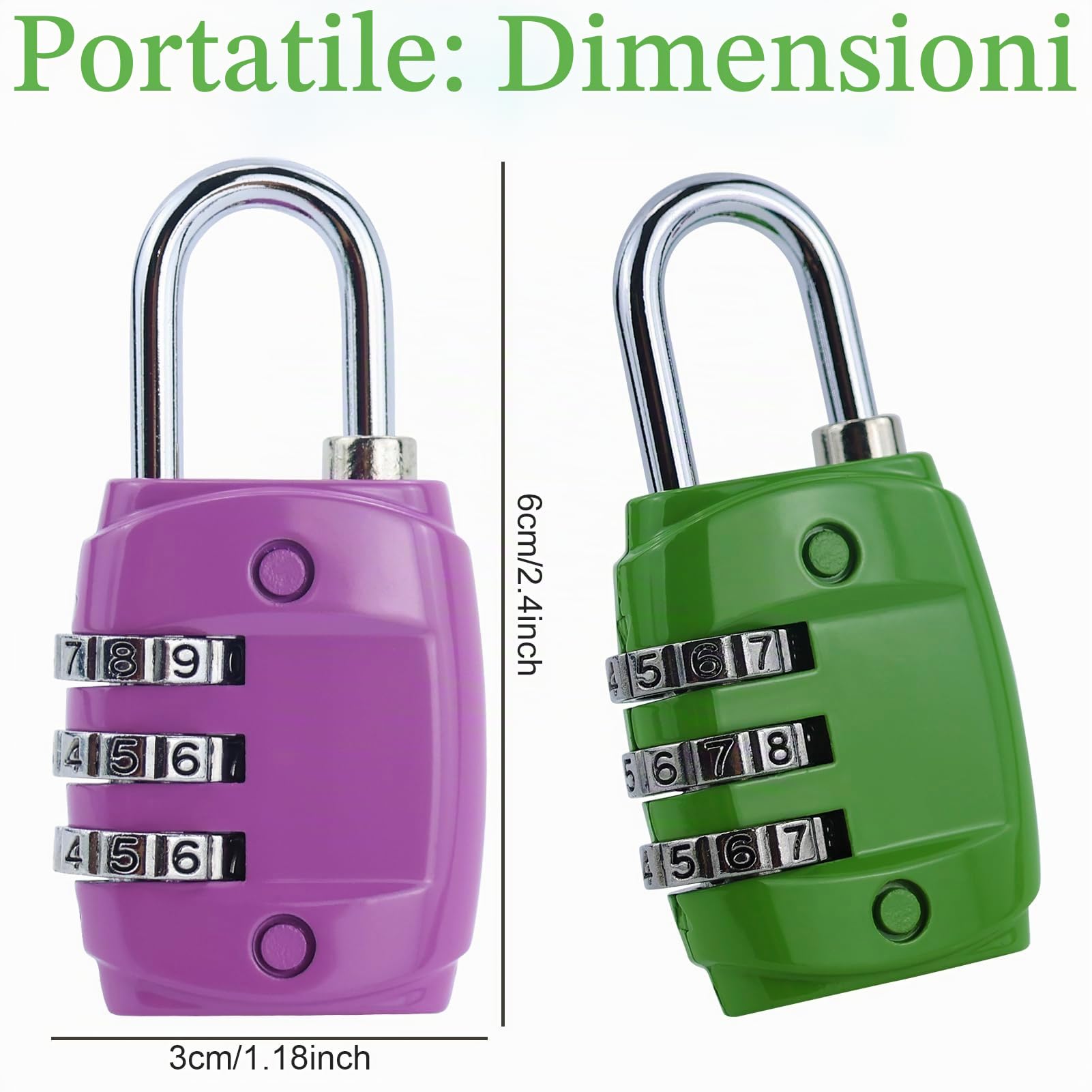 6 Pezzi Lucchetto Combinazione Piccolo, 3 Cifre Lucchetto Valigia Lucchetti Armadietto Palestra, Lucchetto con Combinazione per Bagagli Esterno Valigia Palestra